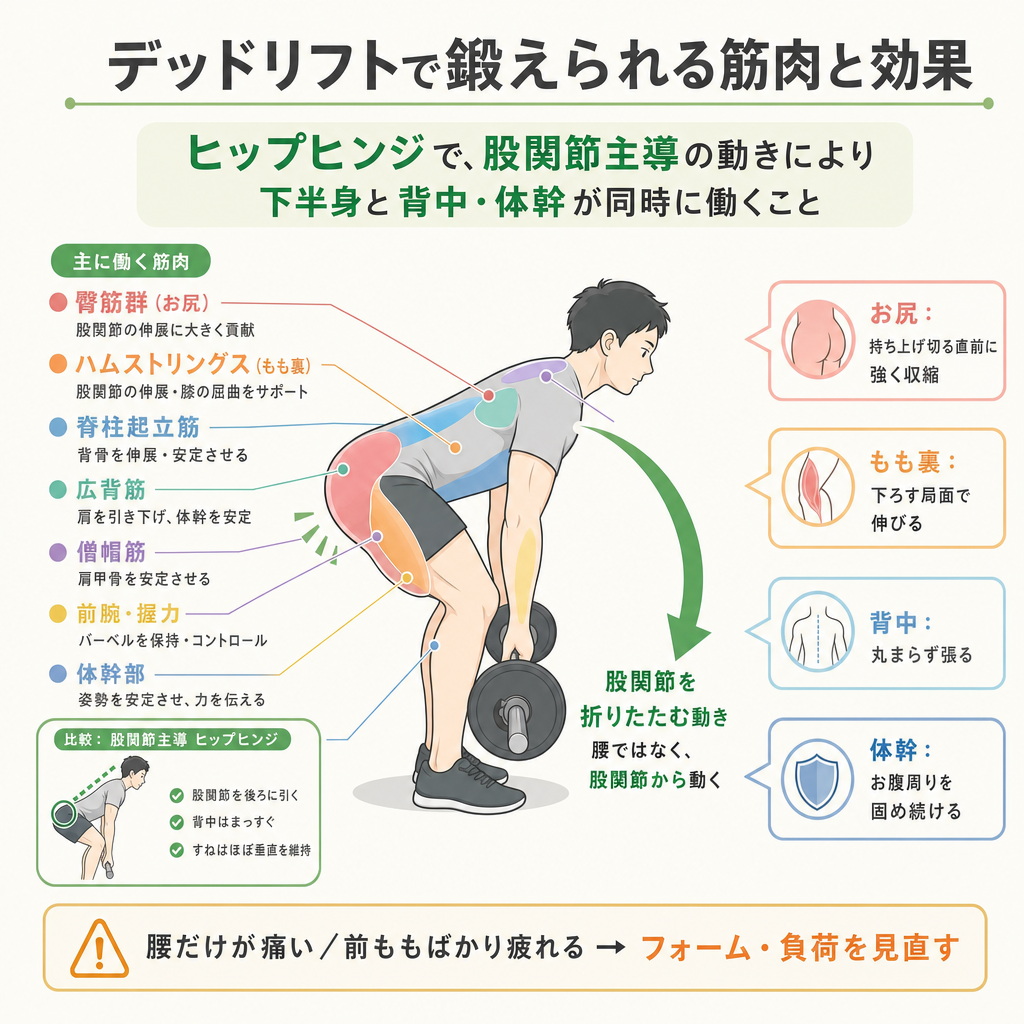 デッドリフトで鍛えられる筋肉と効果