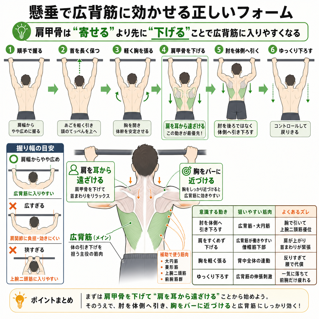 広背筋に効かせる正しいフォーム