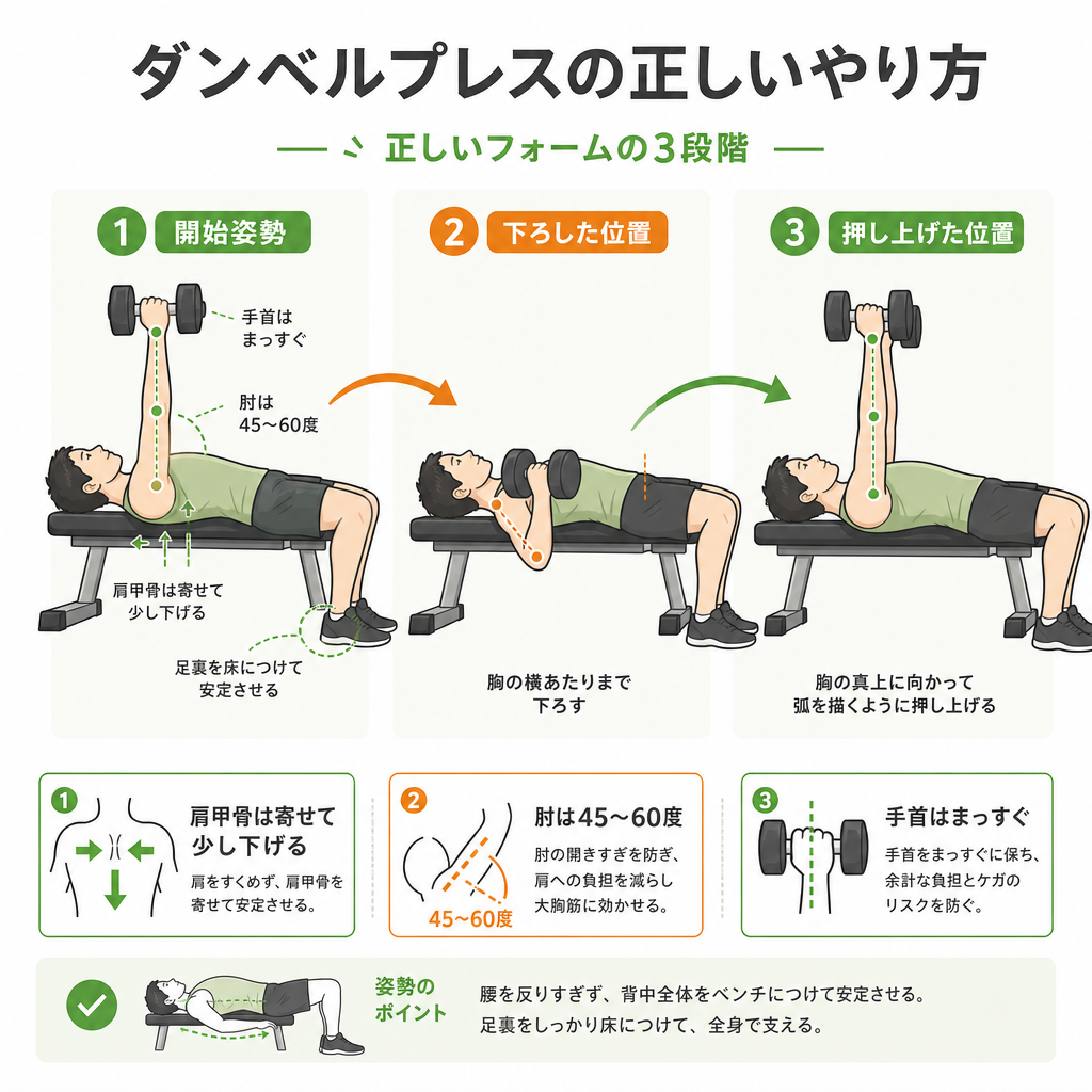 ダンベルプレスの正しいやり方