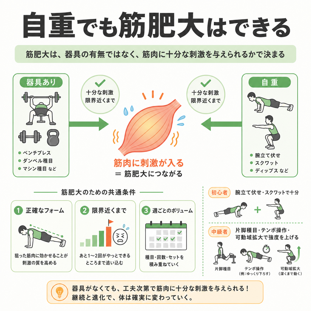 自重トレーニングでも筋肥大できるのか
