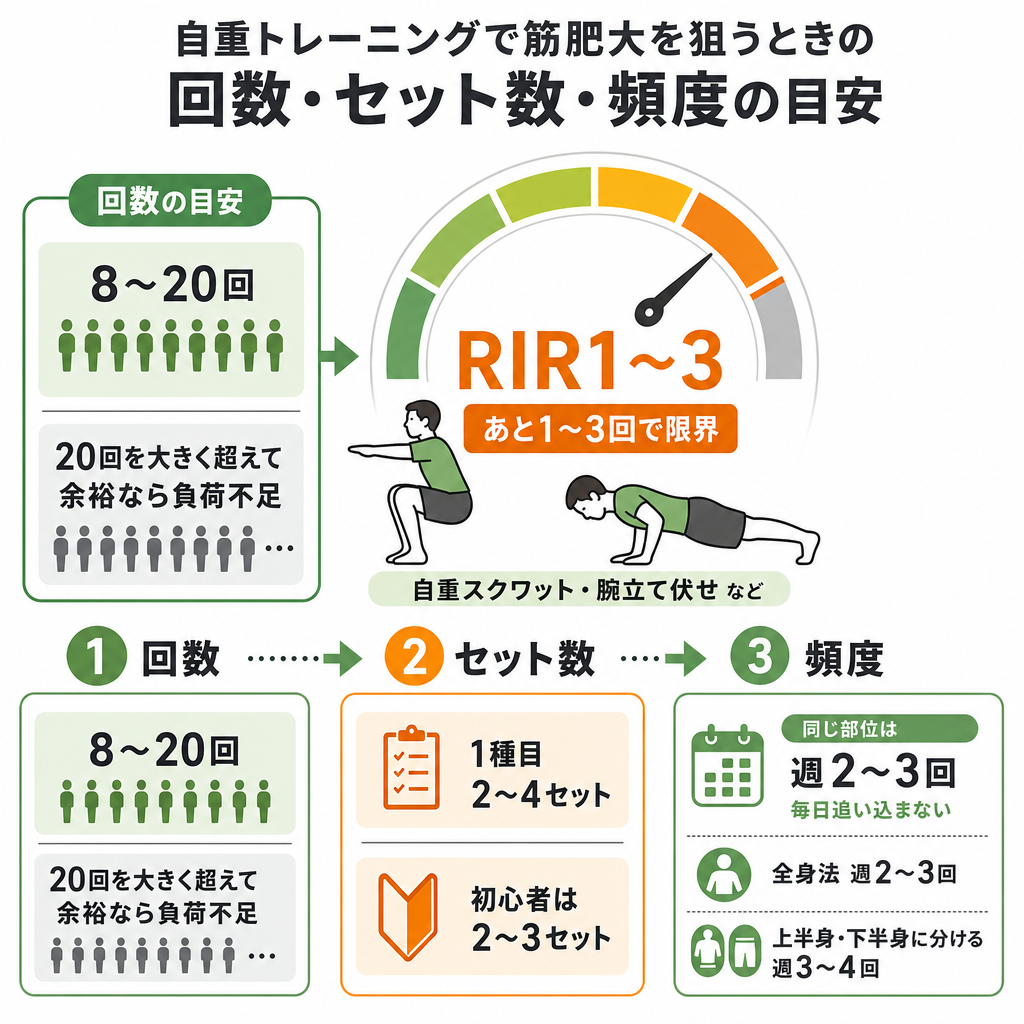 筋肥大に効く回数・セット数・頻度の目安