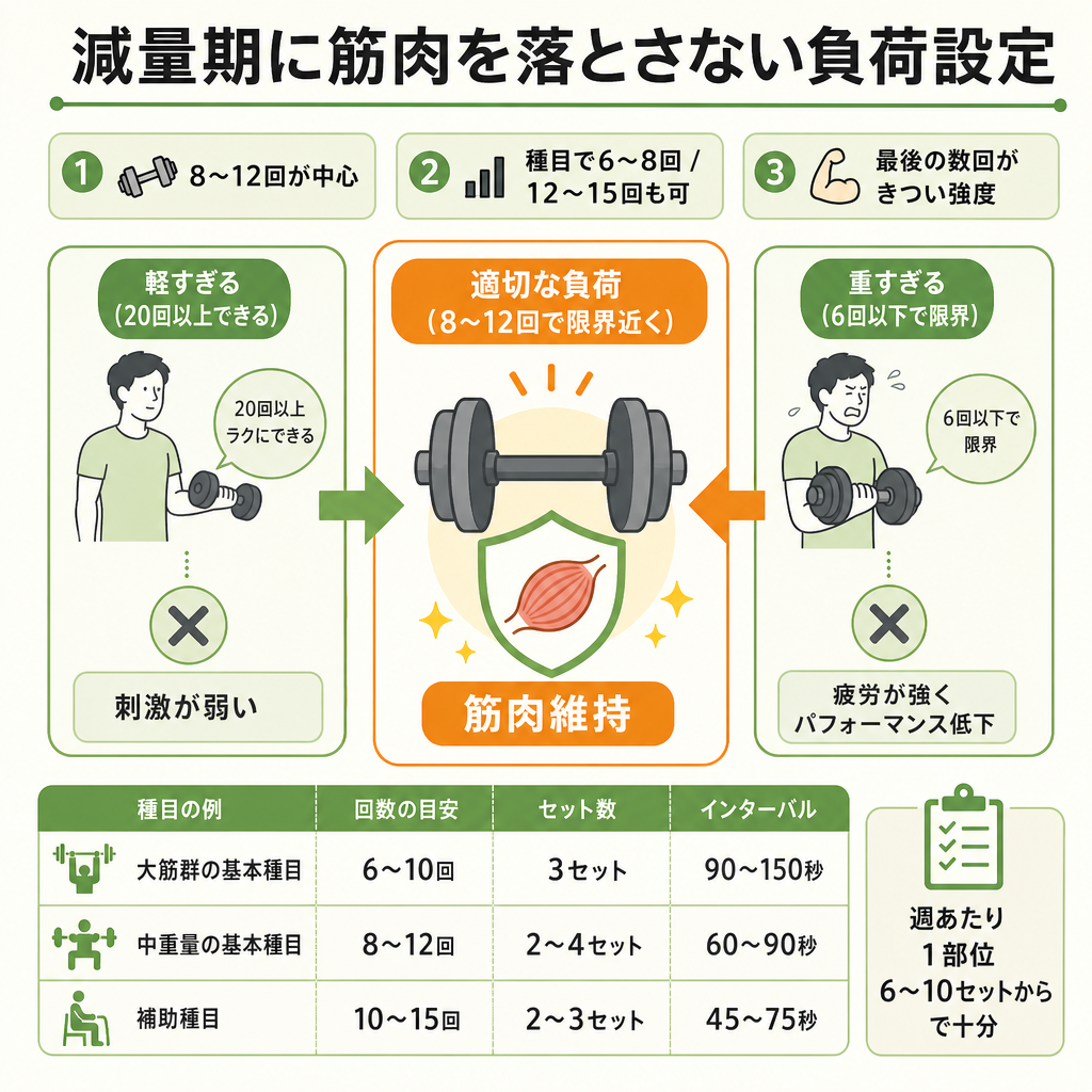 減量期に筋肉を落とさないための負荷設定
