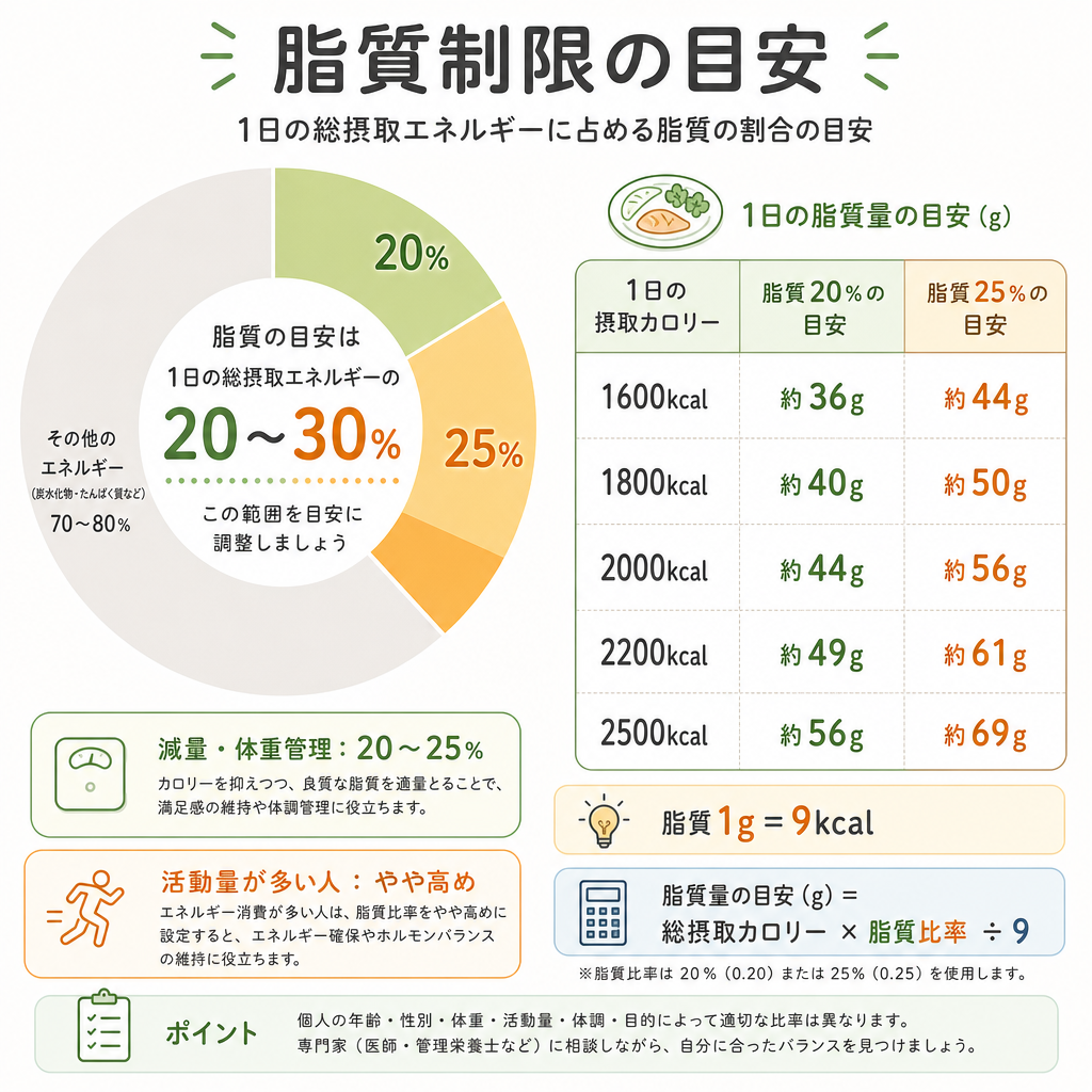 脂質制限の目安はどれくらい?まずは基本を押さえる