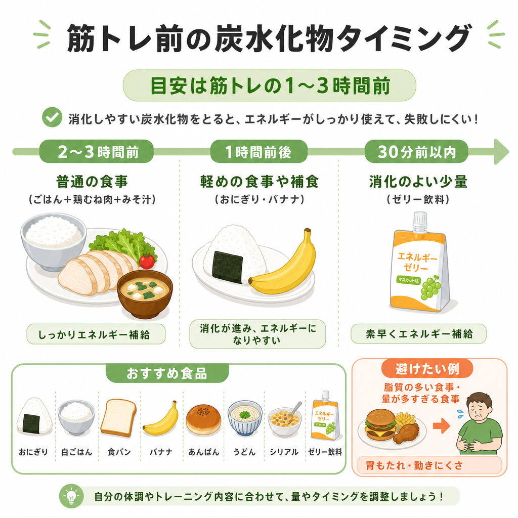 筋トレ前の炭水化物タイミング