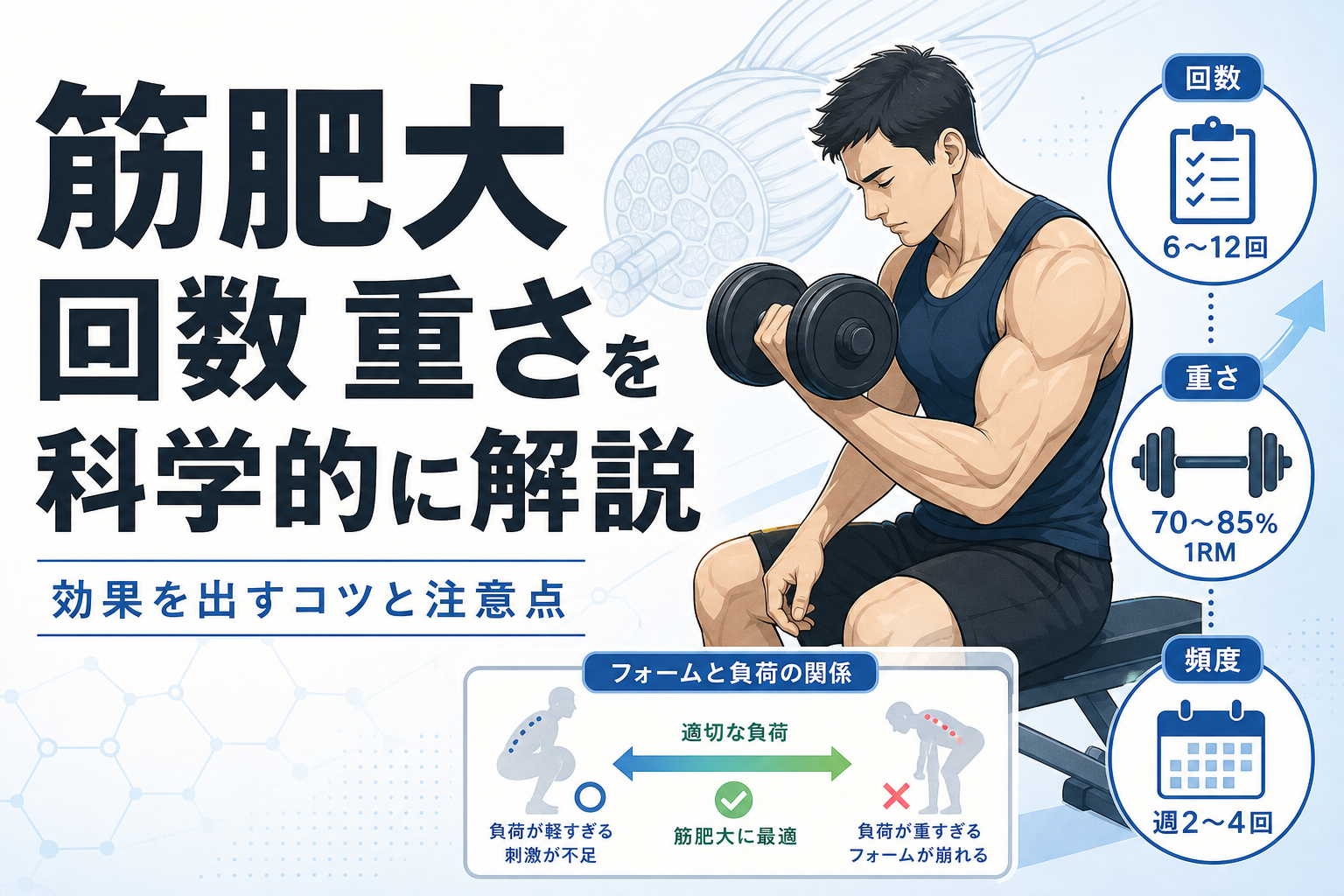 筋肥大 回数 重さを科学的に解説|効果を出すコツと注意点