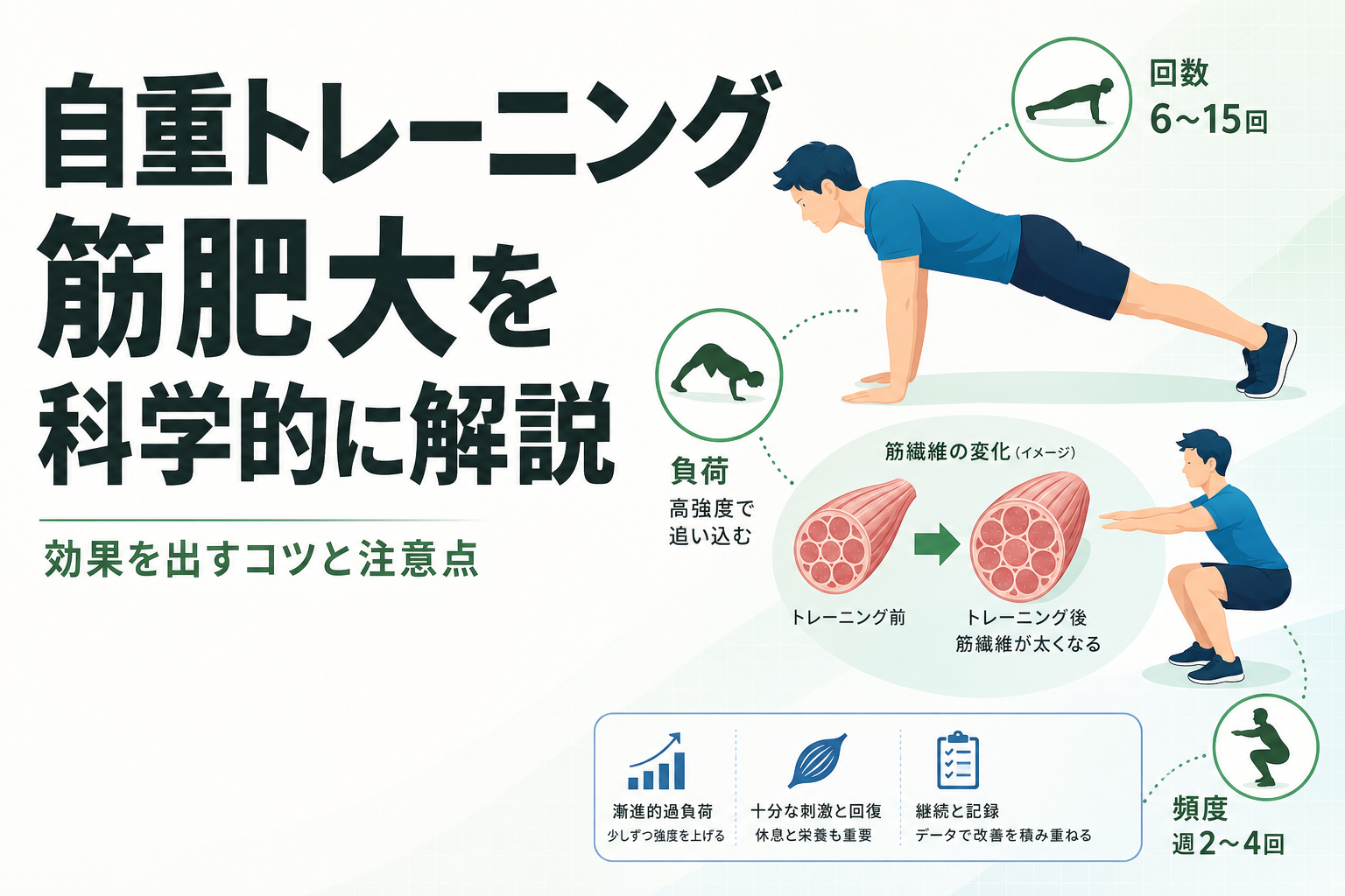 自重トレーニング 筋肥大を科学的に解説|効果を出すコツと注意点