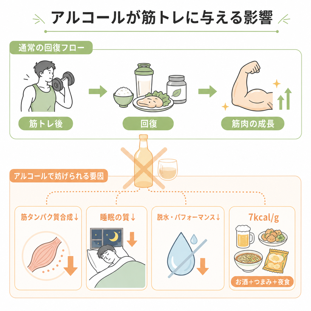 アルコールが筋トレに与える影響