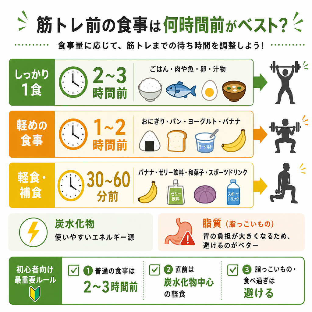 筋トレ前の食事は何時間前がベスト?