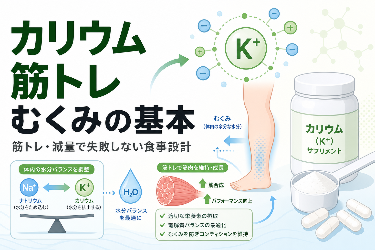 カリウム 筋トレ むくみの基本|筋トレ・減量で失敗しない食事設計