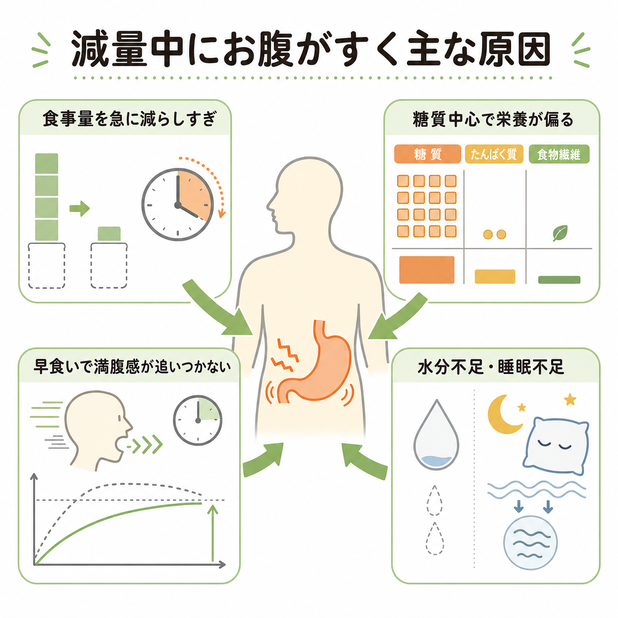 減量中にお腹がすく主な原因