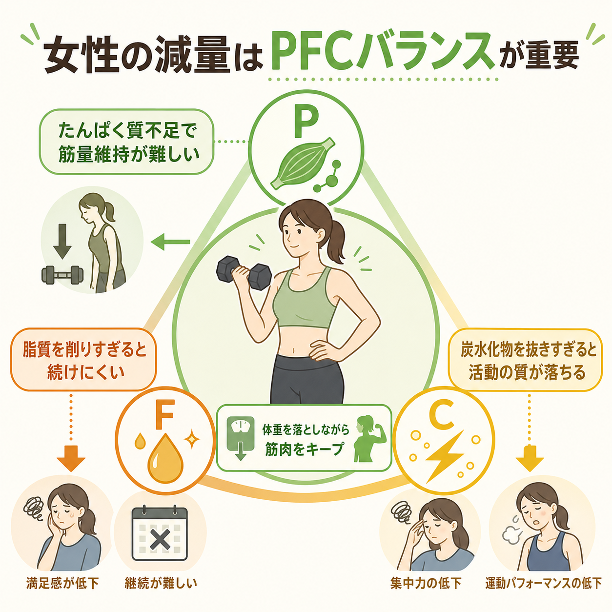女性の減量でPFCバランスが重要な理由