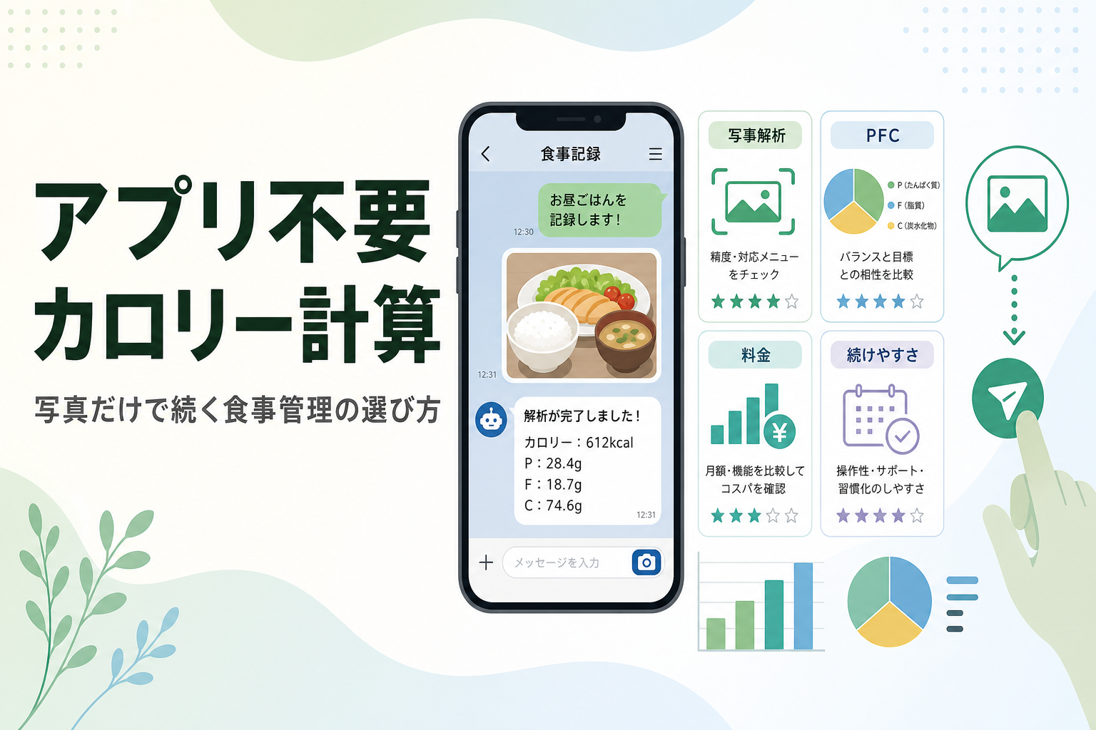 アプリ不要 カロリー計算|写真だけで続く食事管理の選び方