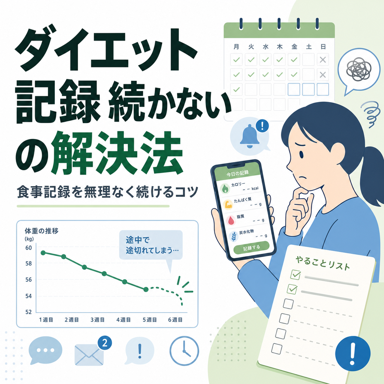 ダイエット 記録 続かないの解決法｜食事記録を無理なく続けるコツ