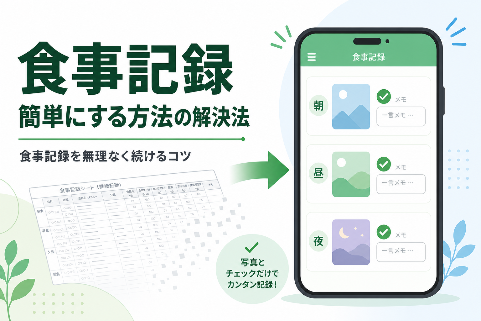 食事記録 簡単にする方法の解決法|食事記録を無理なく続けるコツ