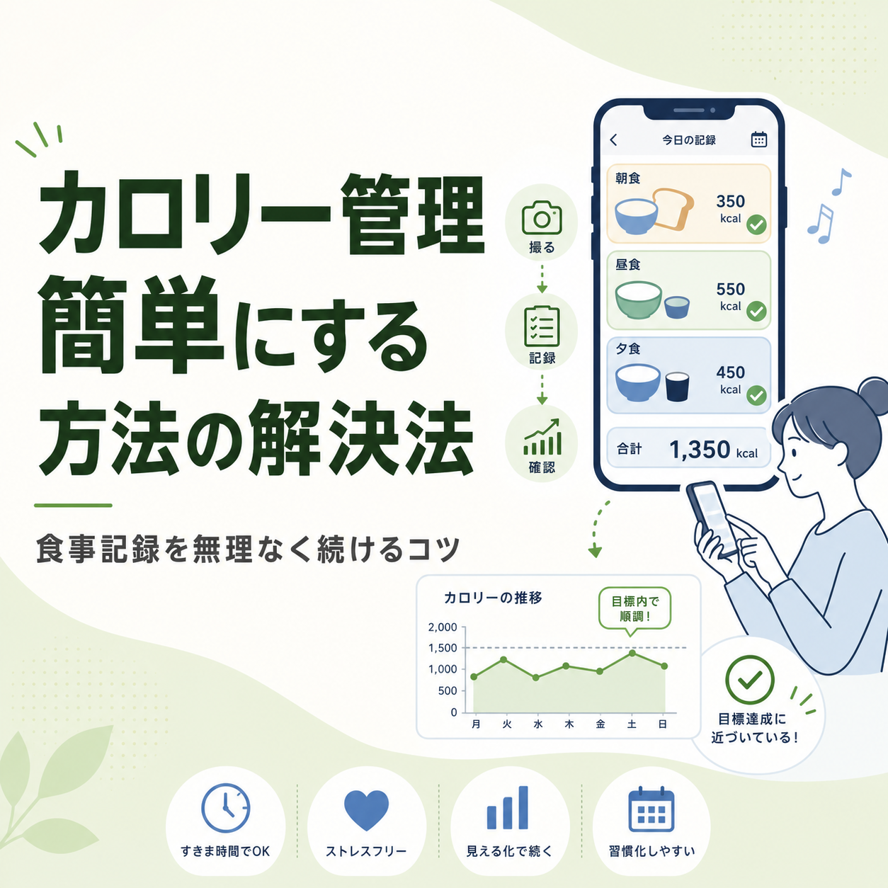 カロリー管理 簡単にする方法の解決法|食事記録を無理なく続けるコツ