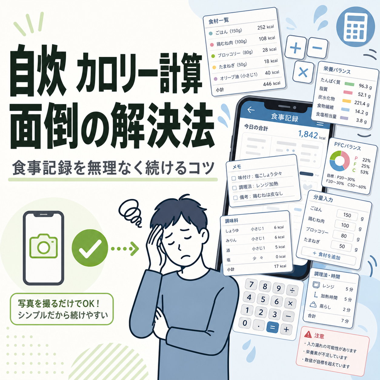自炊 カロリー計算 面倒の解決法｜食事記録を無理なく続けるコツ