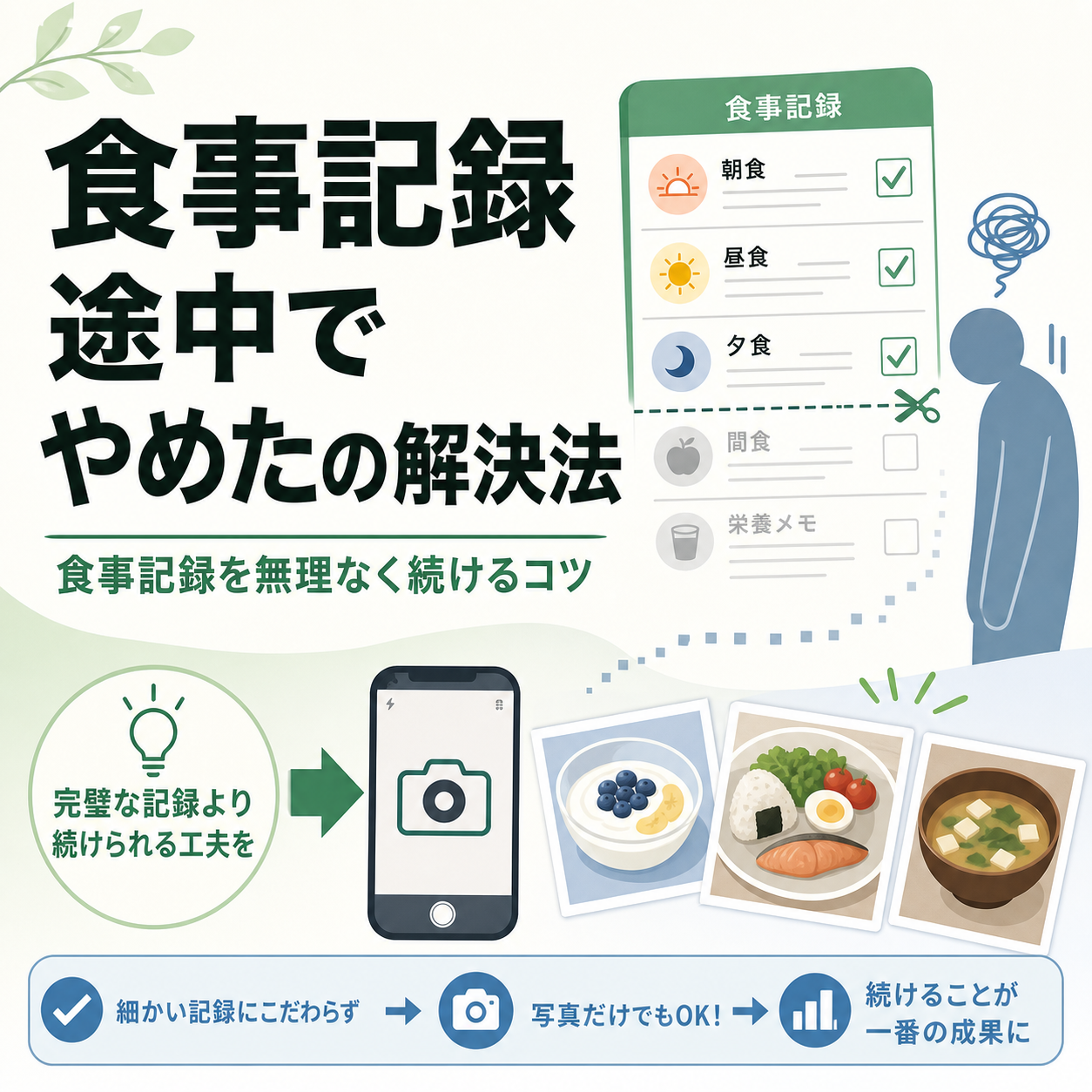 食事記録 途中でやめたの解決法|食事記録を無理なく続けるコツ