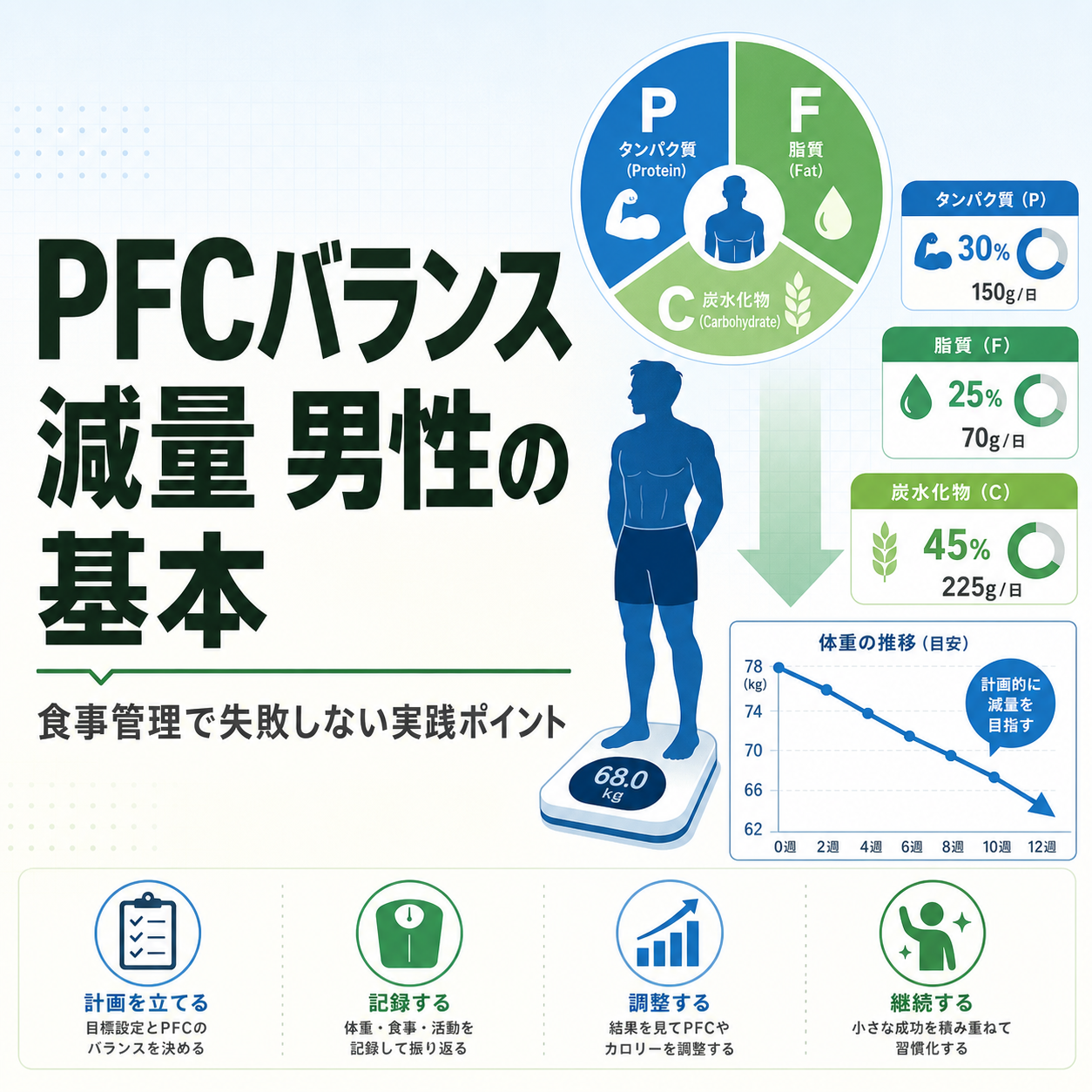 PFCバランス 減量 男性の基本|食事管理で失敗しない実践ポイント