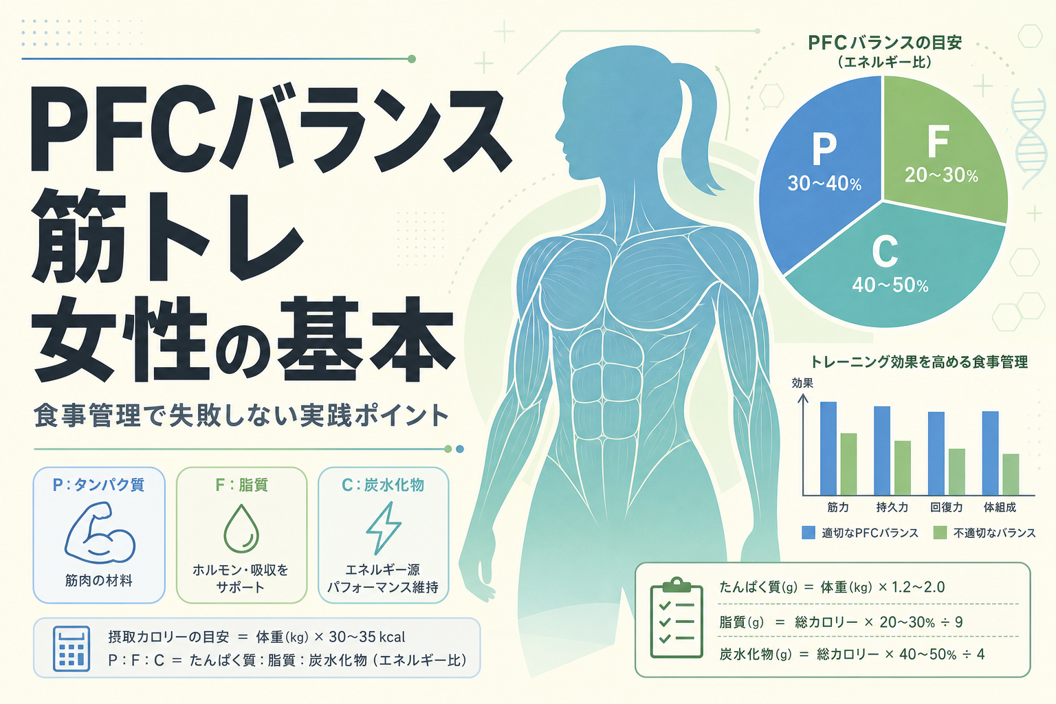 PFCバランス 筋トレ 女性の基本|食事管理で失敗しない実践ポイント