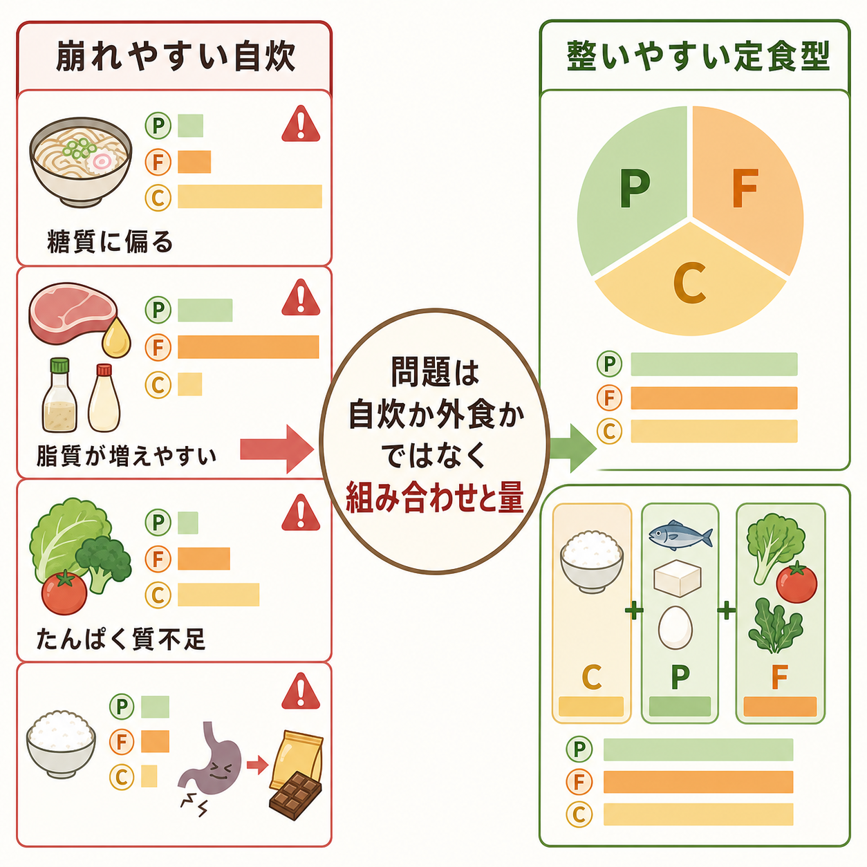 自炊でPFCが崩れやすい理由