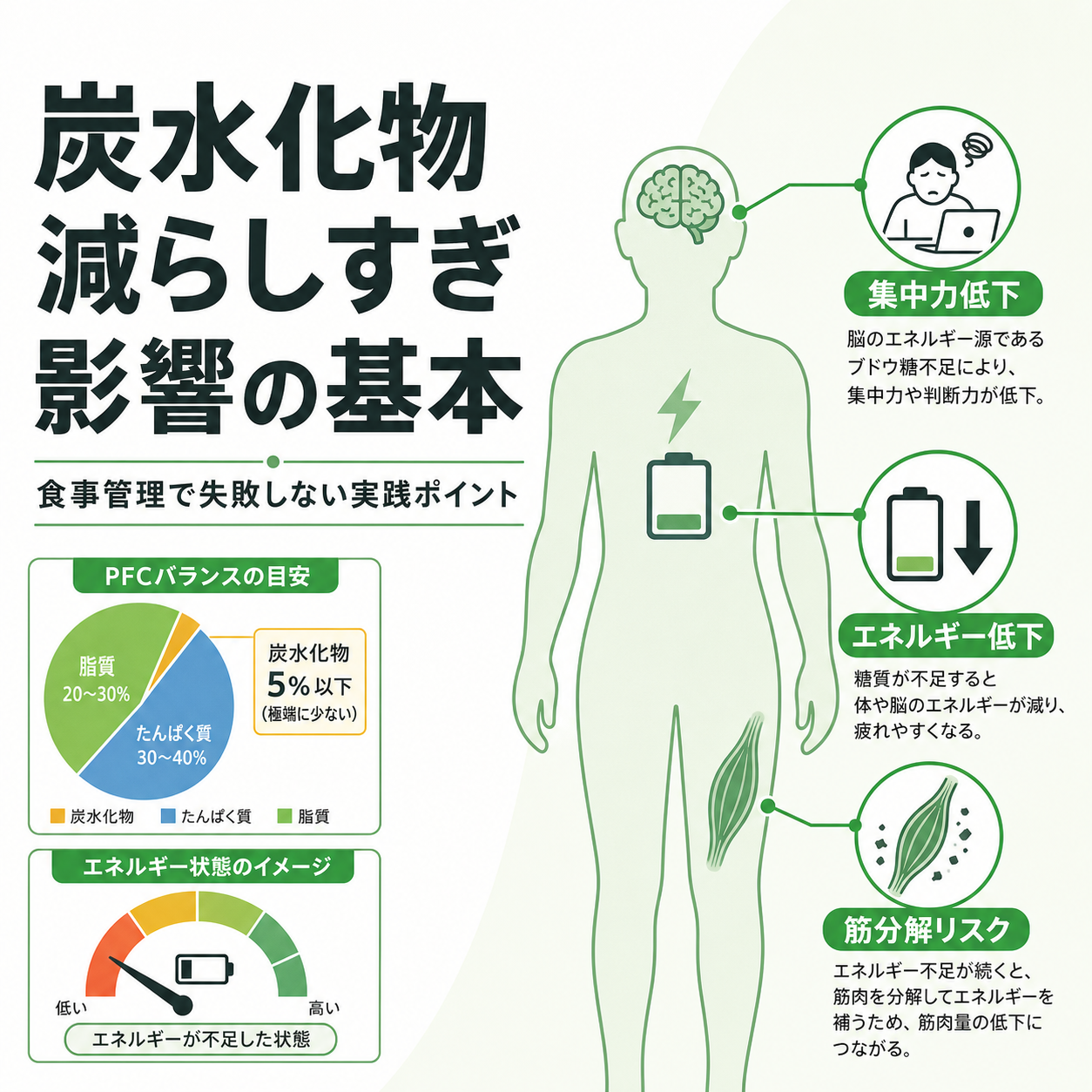 炭水化物 減らしすぎ 影響の基本｜食事管理で失敗しない実践ポイント