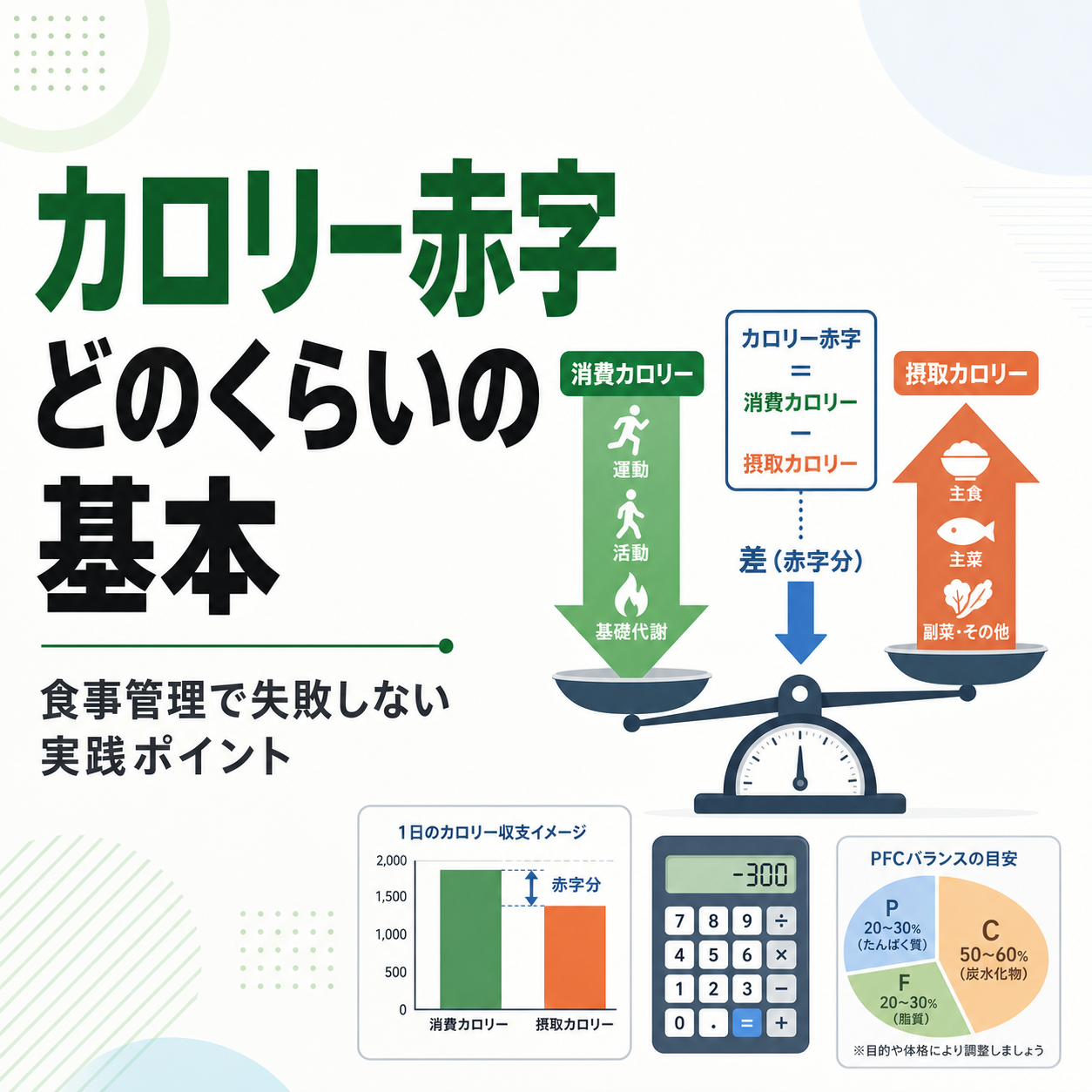 カロリー赤字 どのくらいの基本｜食事管理で失敗しない実践ポイント
