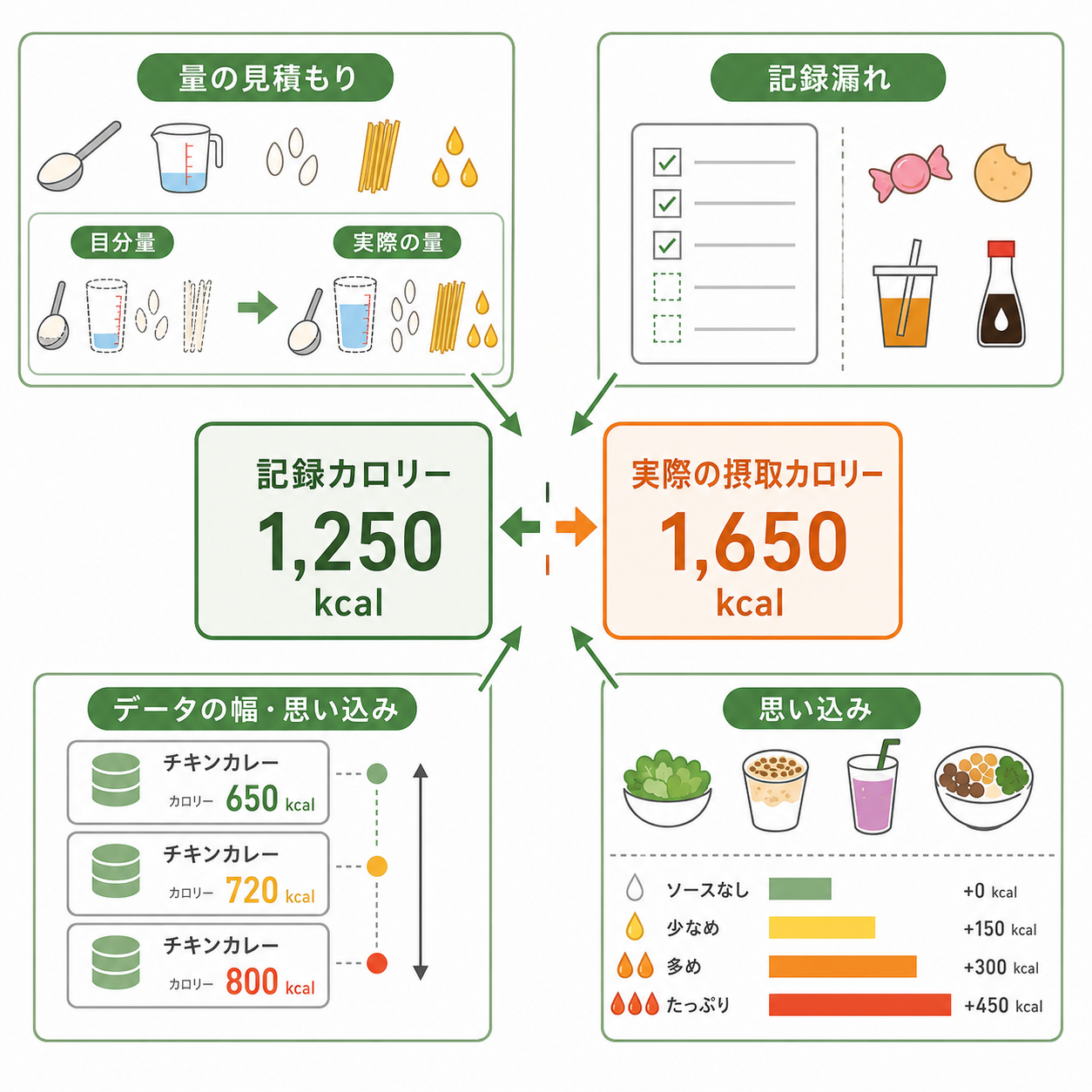 なぜ食事記録のカロリーに誤差が出るのか