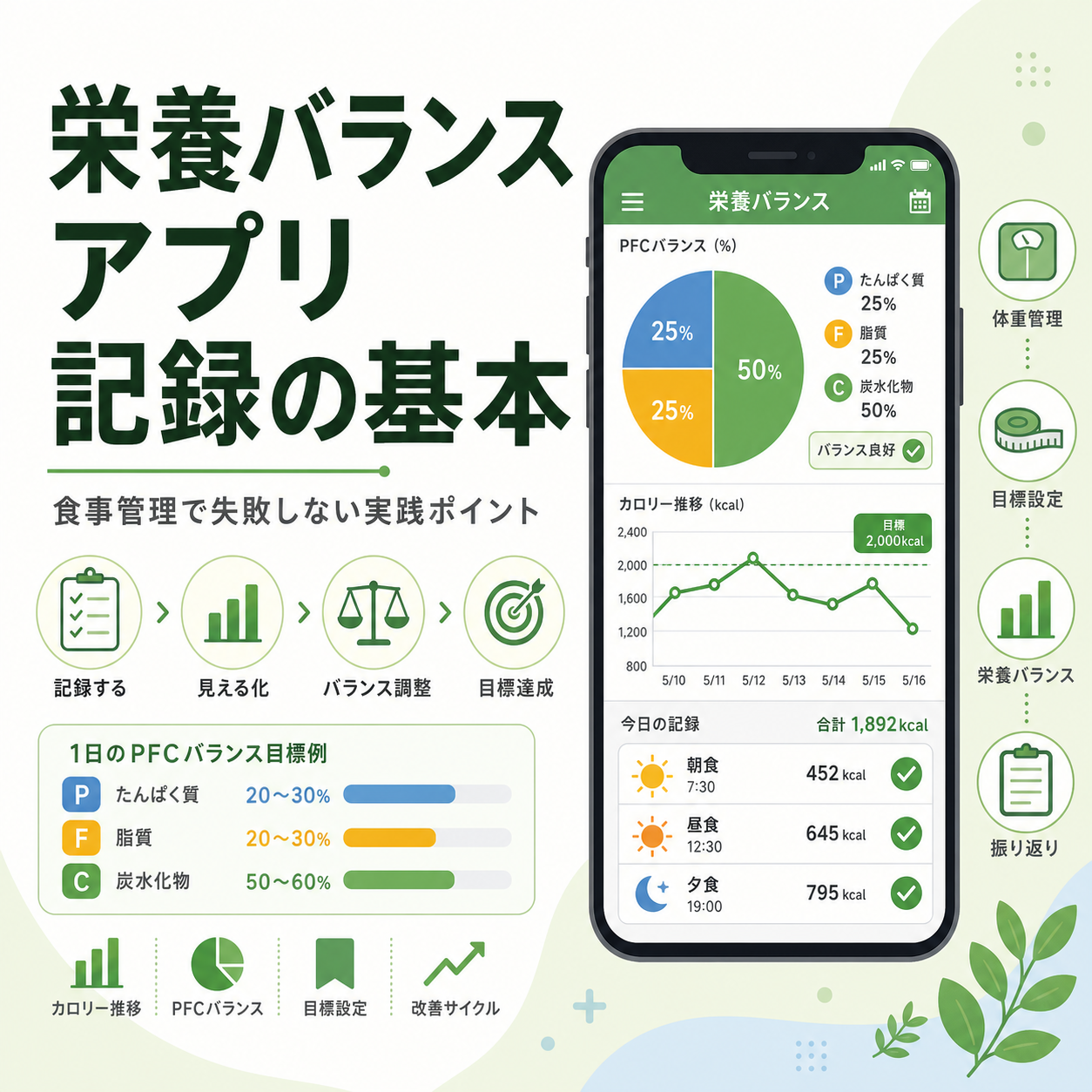 栄養バランス アプリ 記録の基本｜食事管理で失敗しない実践ポイント