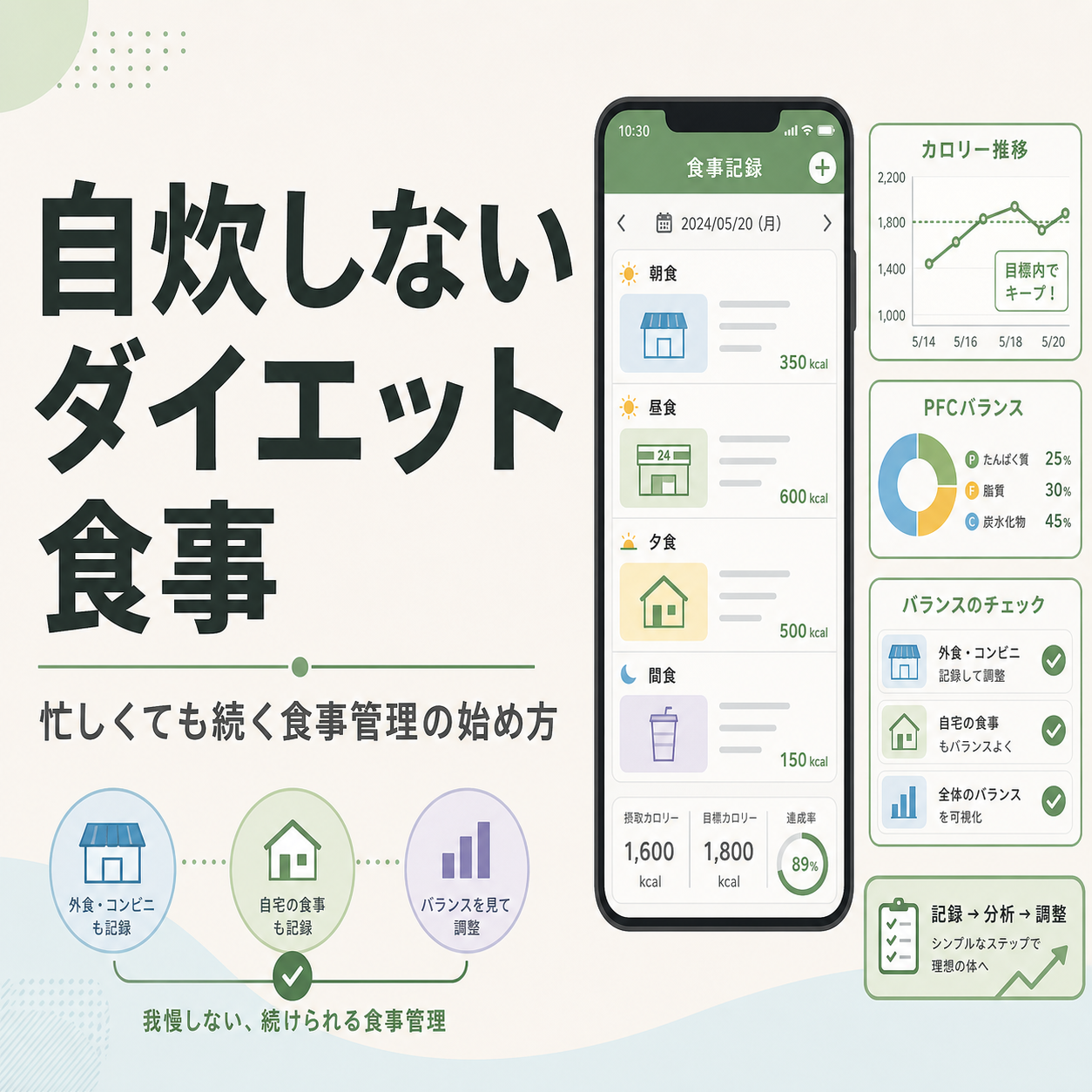 自炊しない ダイエット 食事｜忙しくても続く食事管理の始め方