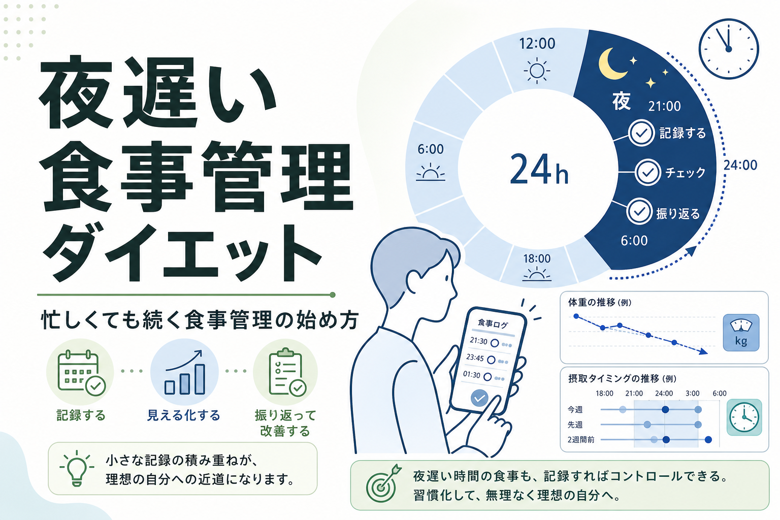 夜遅い 食事管理 ダイエット｜忙しくても続く食事管理の始め方