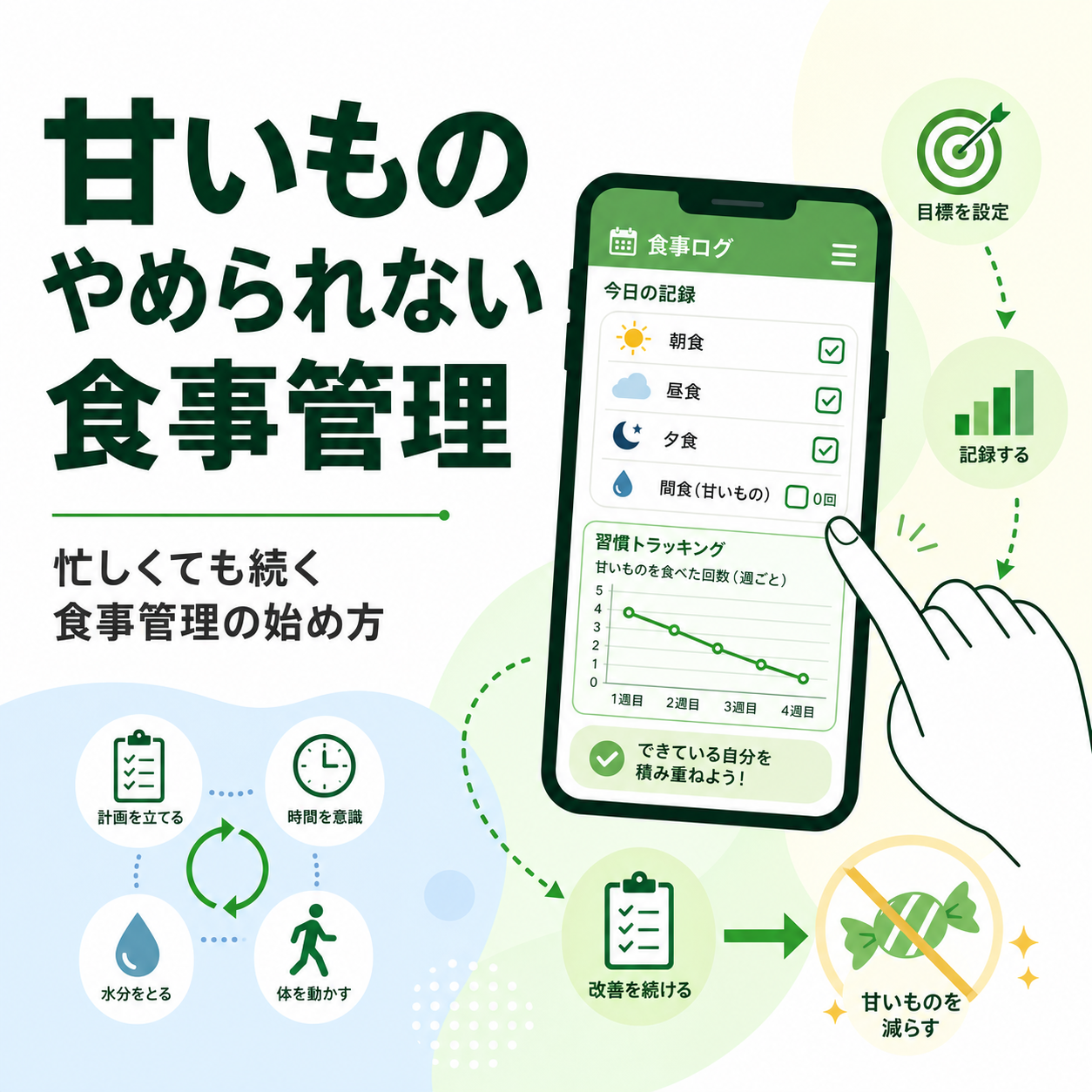 甘いもの やめられない 食事管理｜忙しくても続く食事管理の始め方