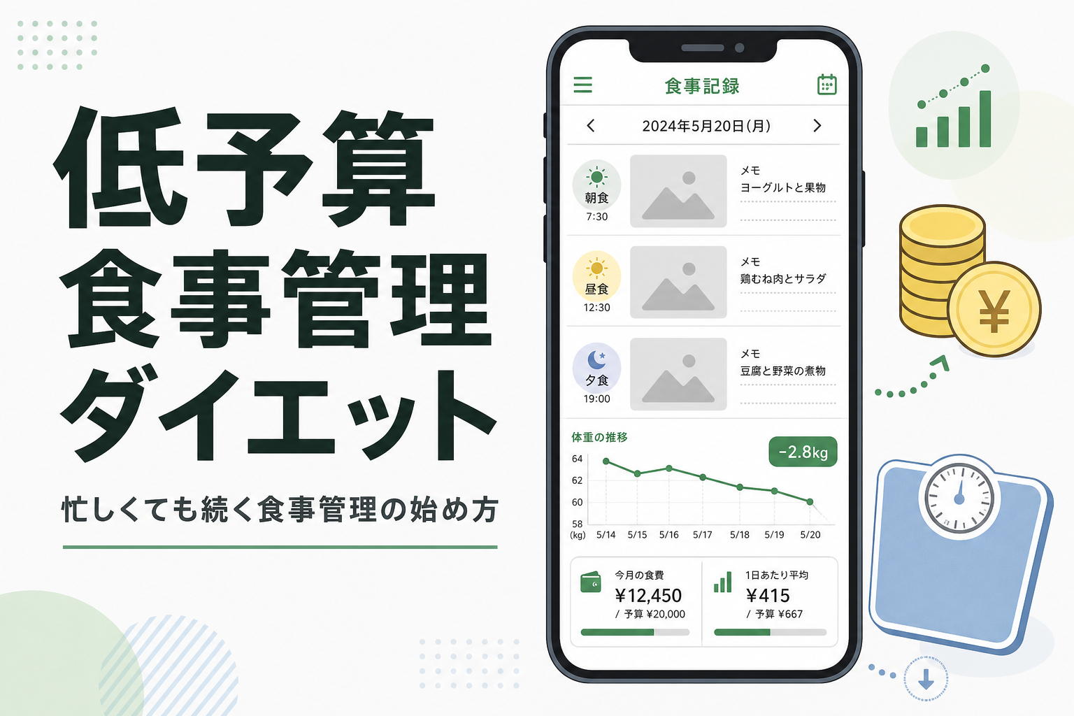 低予算 食事管理 ダイエット｜忙しくても続く食事管理の始め方