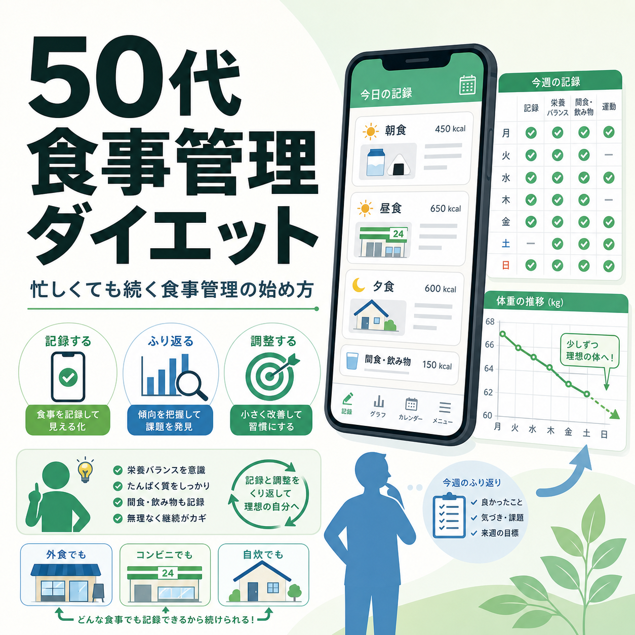 50代 食事管理 ダイエット｜忙しくても続く食事管理の始め方