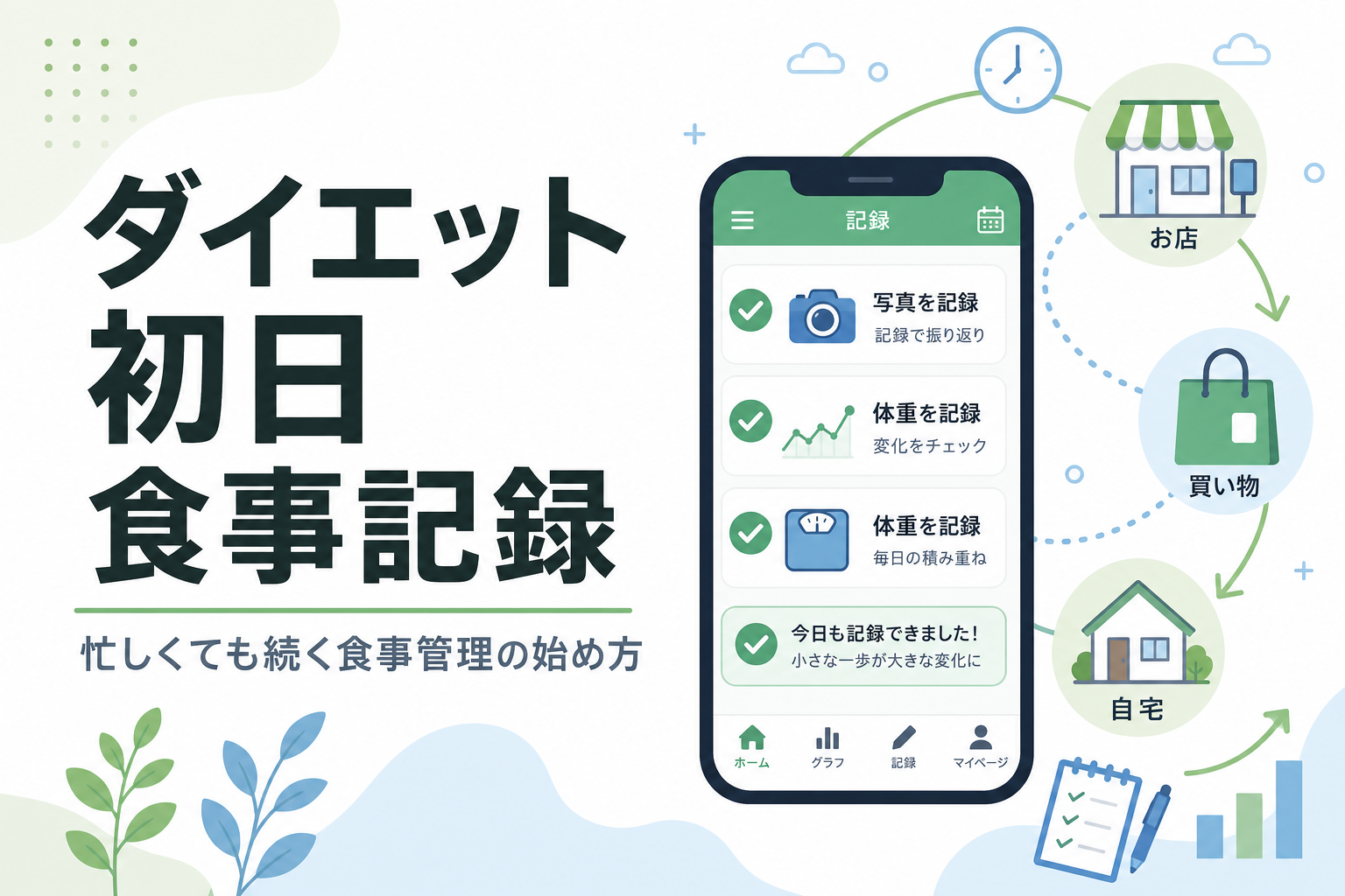 ダイエット 初日 食事記録｜忙しくても続く食事管理の始め方