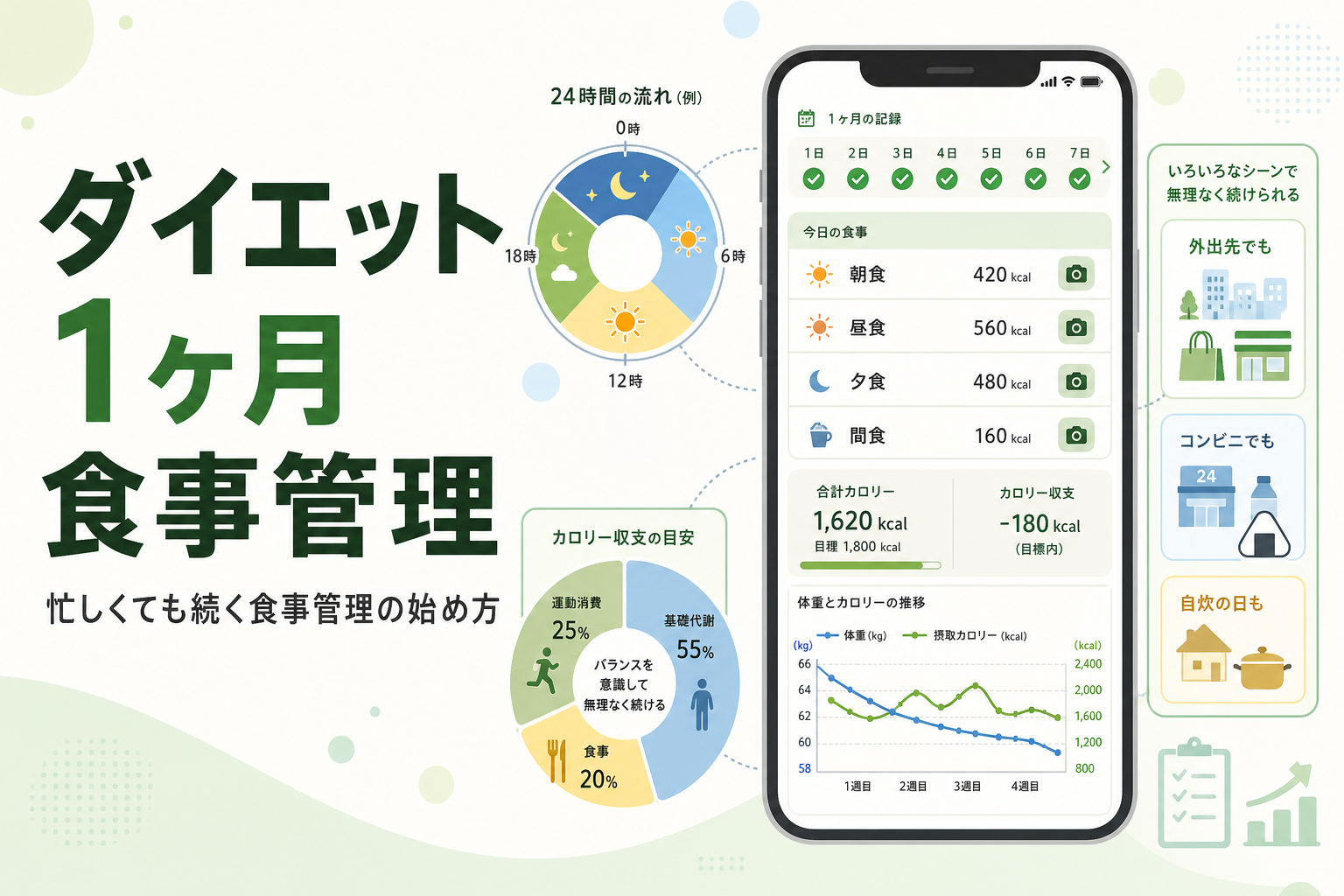 ダイエット 1ヶ月 食事管理｜忙しくても続く食事管理の始め方