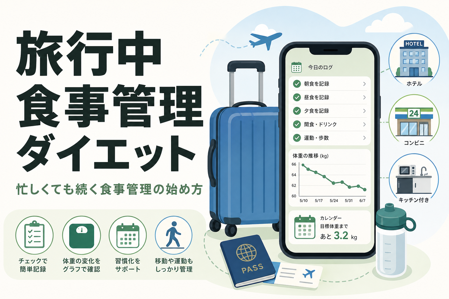 旅行中 食事管理 ダイエット｜忙しくても続く食事管理の始め方