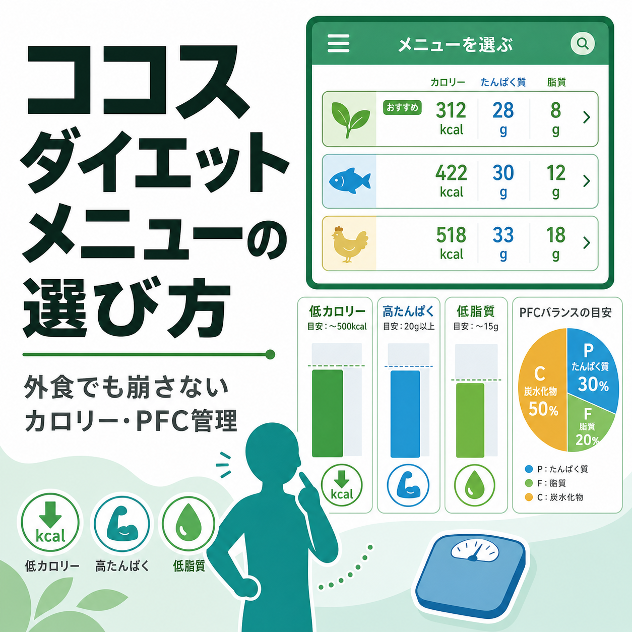 ココス ダイエット メニューの選び方｜外食でも崩さないカロリー・PFC管理
