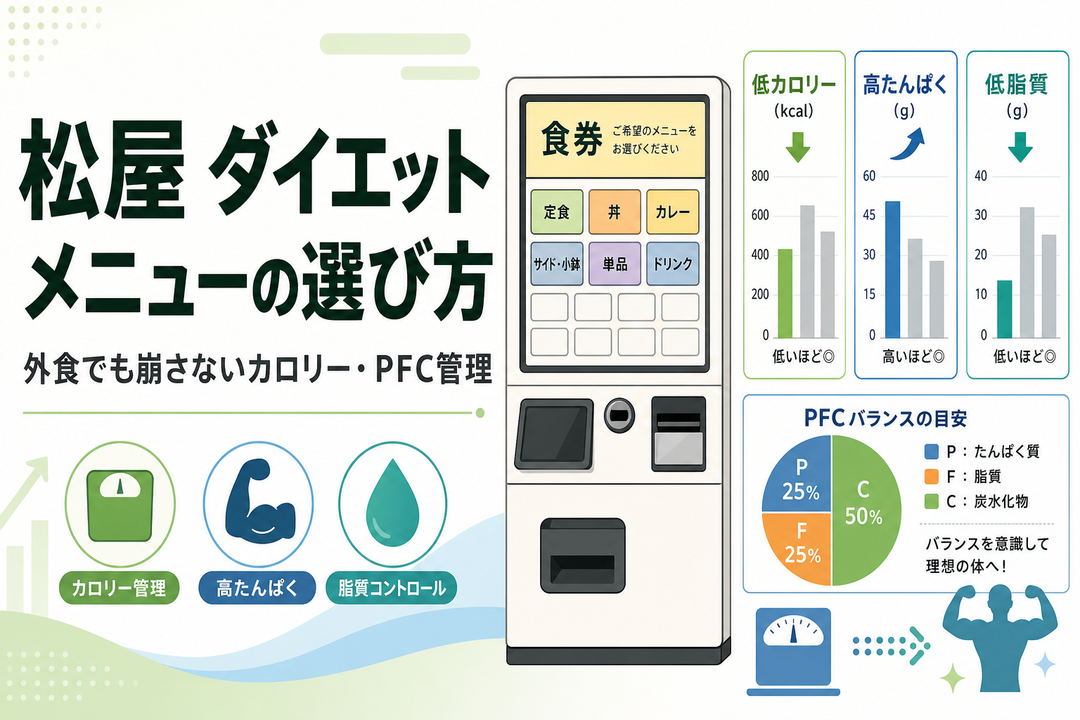 松屋 ダイエット メニューの選び方|外食でも崩さないカロリー・PFC管理