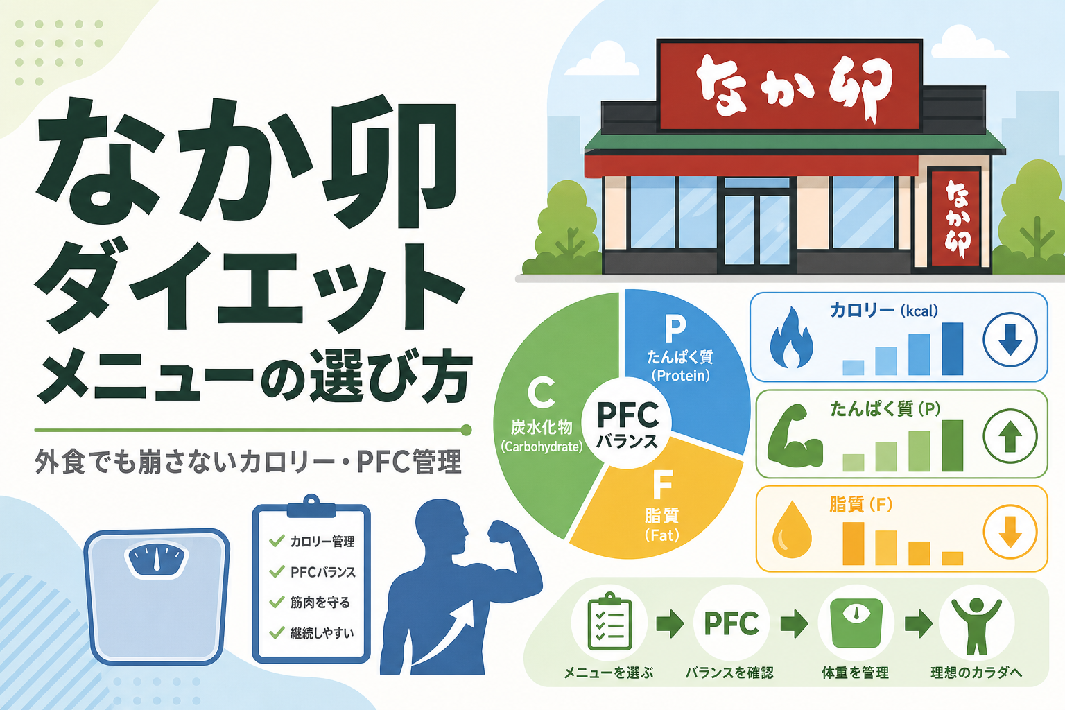なか卯 ダイエット メニューの選び方|外食でも崩さないカロリー・PFC管理