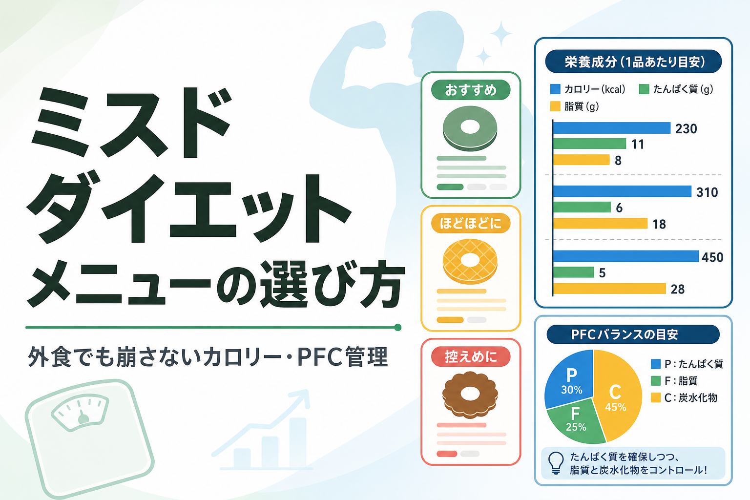 ミスド ダイエット メニューの選び方|外食でも崩さないカロリー・PFC管理