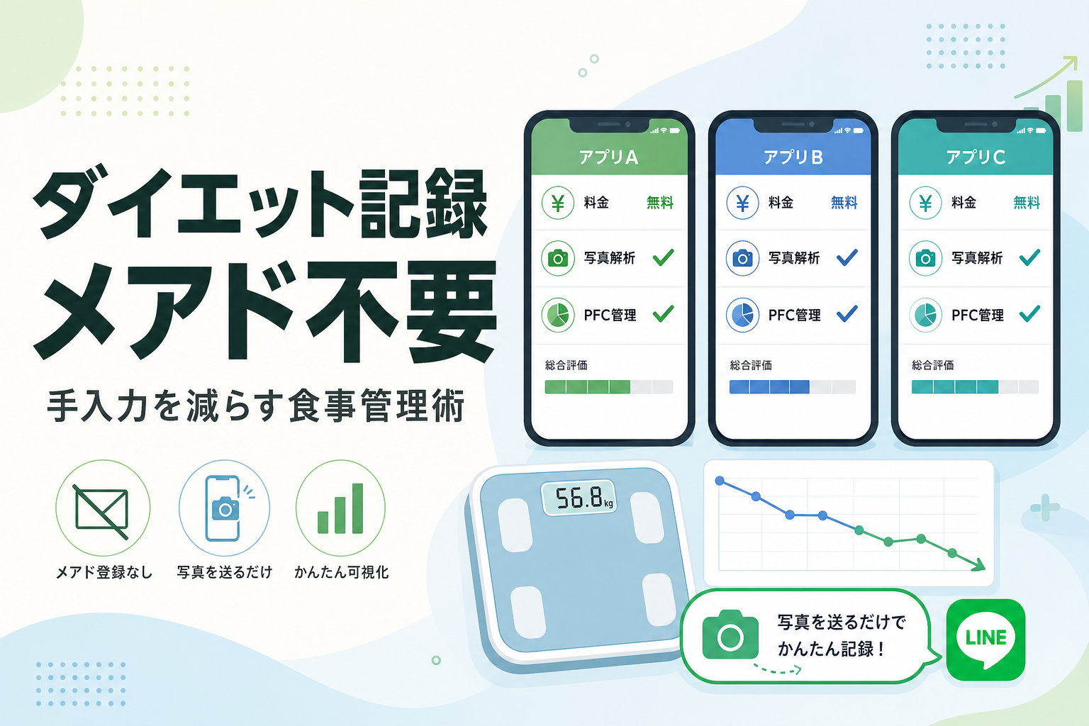 ダイエット記録 メアド不要|手入力を減らす食事管理術