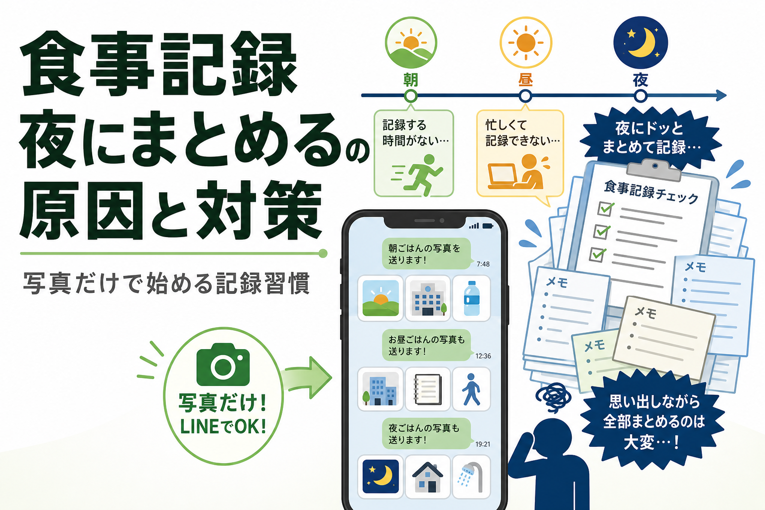 食事記録 夜にまとめるの原因と対策|写真だけで始める記録習慣