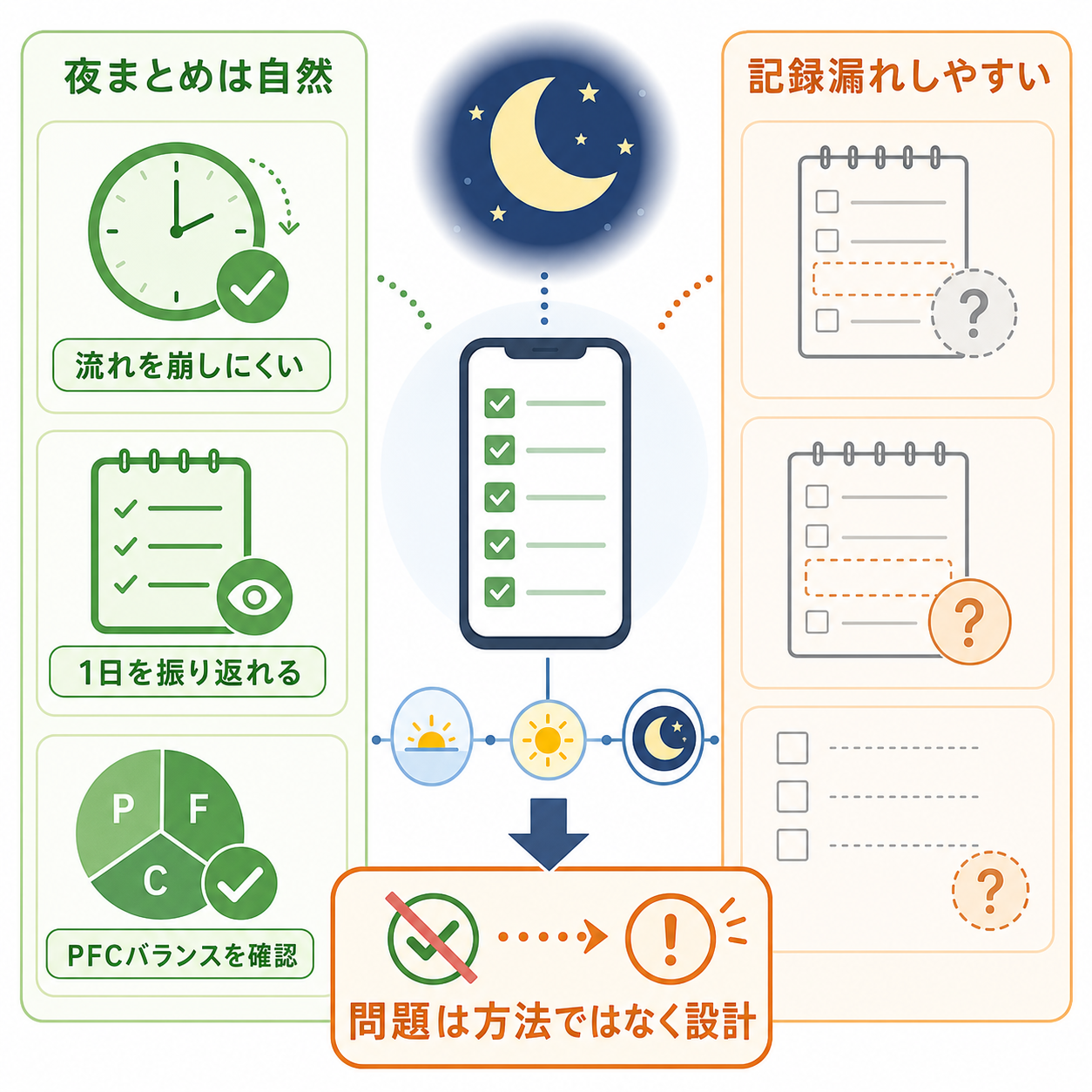 食事記録を夜にまとめるのは悪いことではない