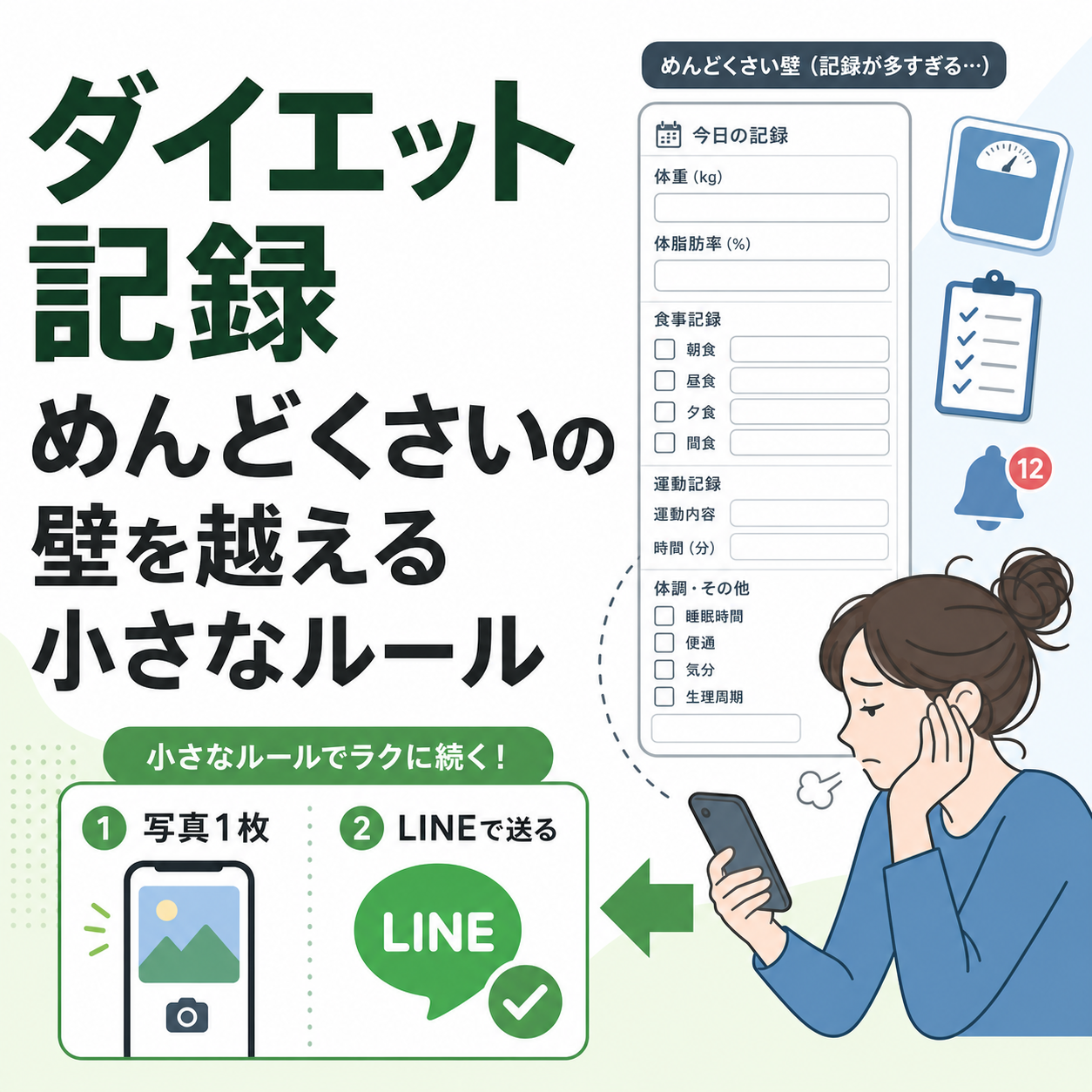ダイエット 記録 めんどくさいの壁を越える小さなルール