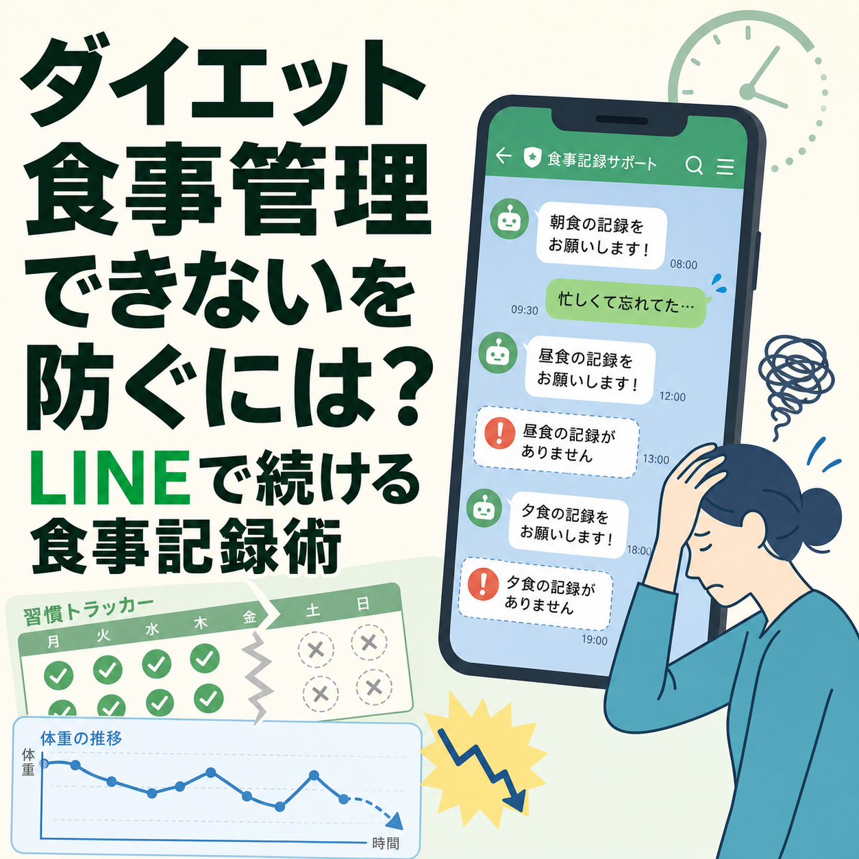 ダイエット 食事管理 できないを防ぐには?LINEで続ける食事記録術
