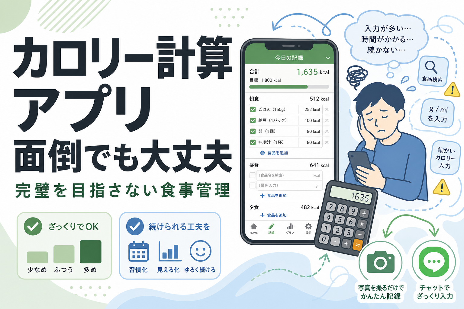 カロリー計算 アプリ 面倒でも大丈夫|完璧を目指さない食事管理