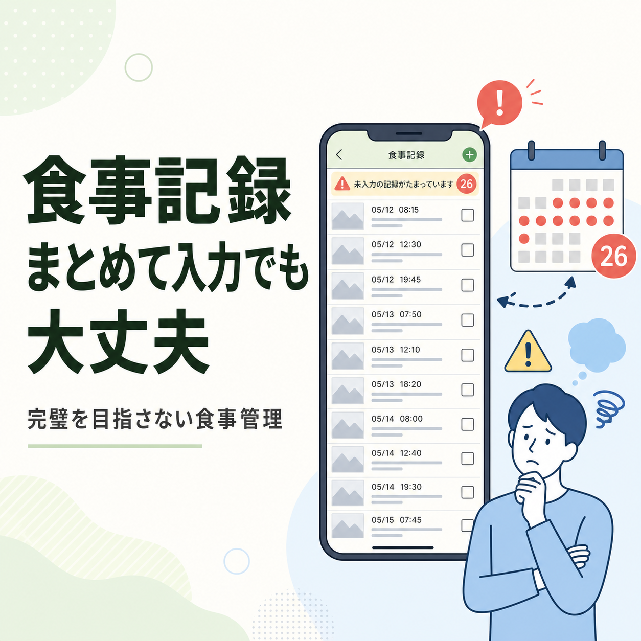 食事記録 まとめて入力でも大丈夫|完璧を目指さない食事管理