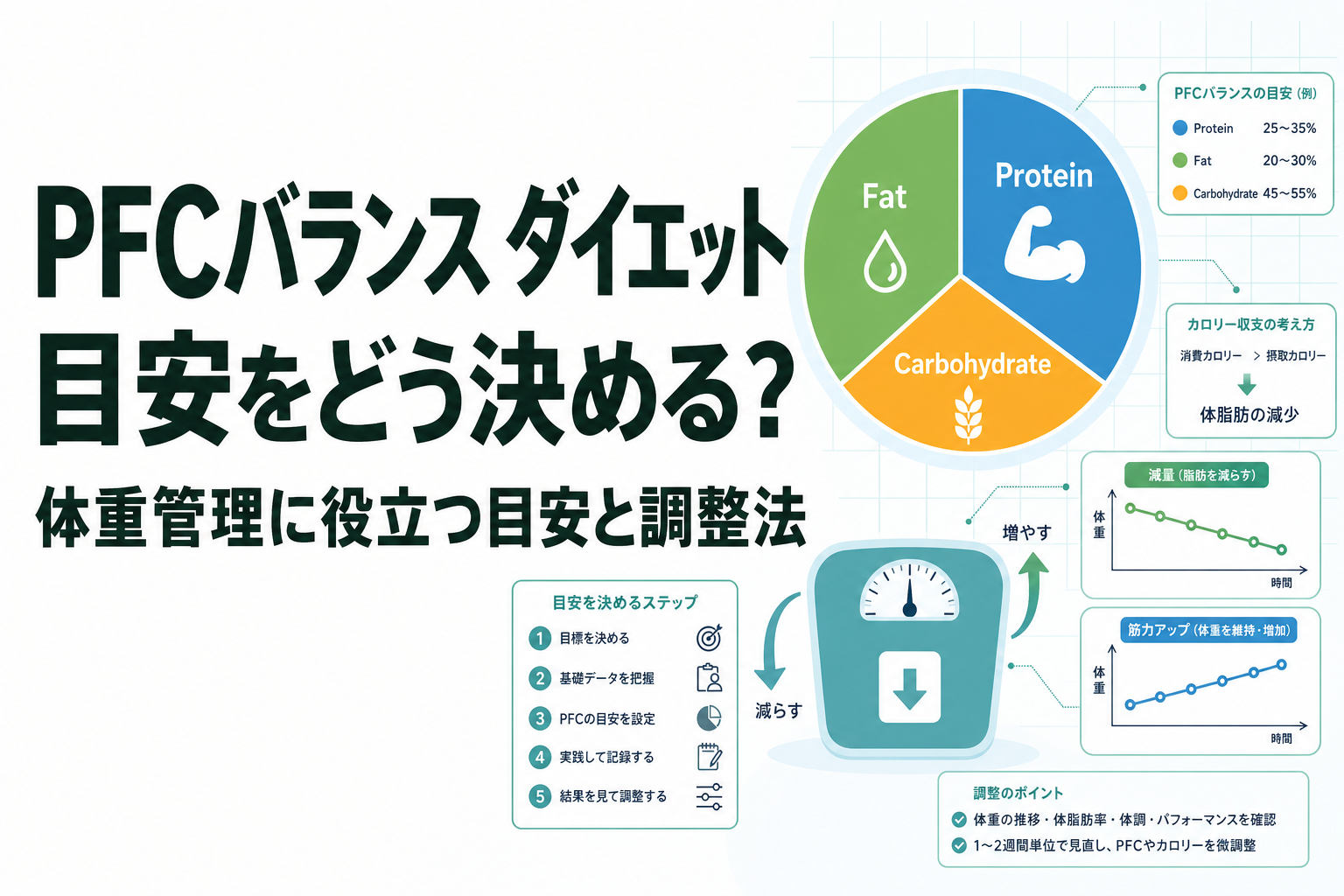 PFCバランス ダイエット 目安をどう決める?体重管理に役立つ目安と調整法