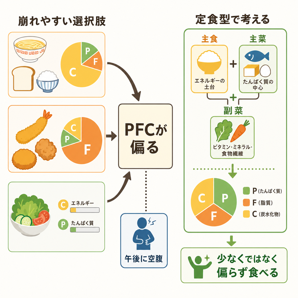 なぜ昼ごはんでPFCが崩れやすいのか