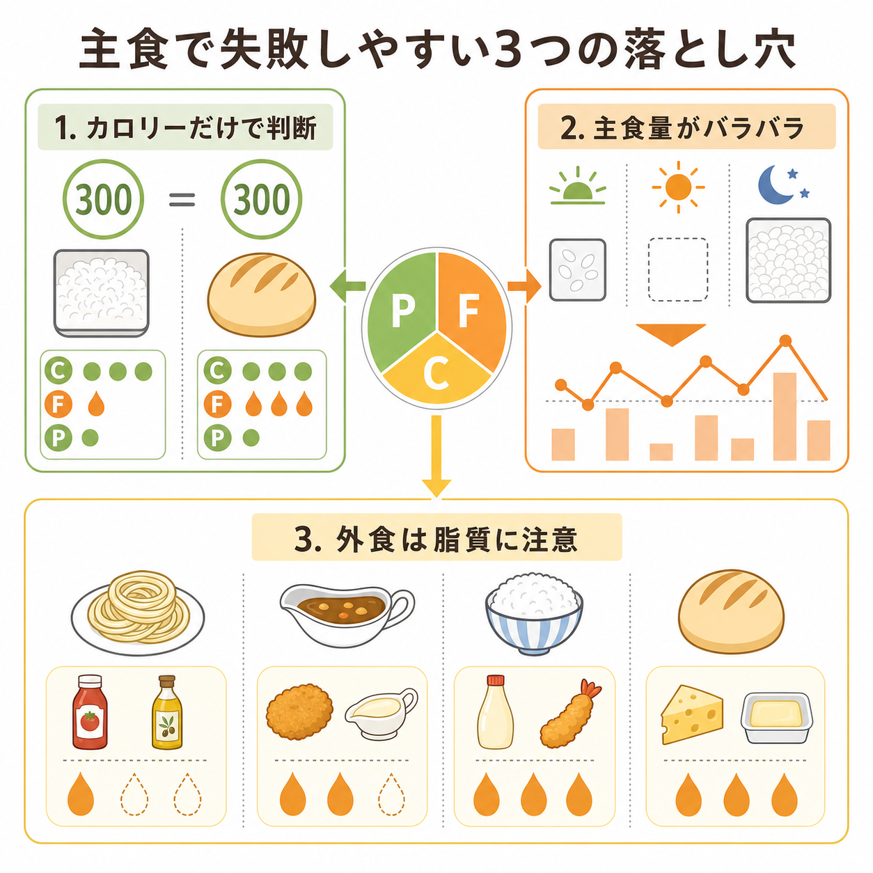 主食で失敗しやすい3つの落とし穴